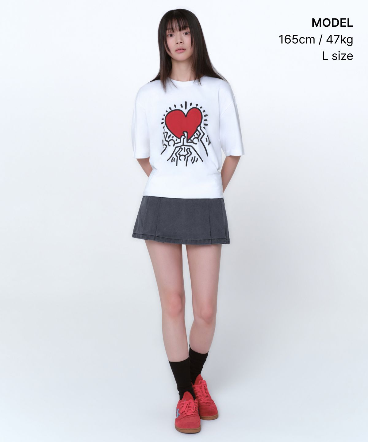 무신사 스탠다드(MUSINSA STANDARD) [키스 해링 컬렉션] Heart 티셔츠 [화이트]