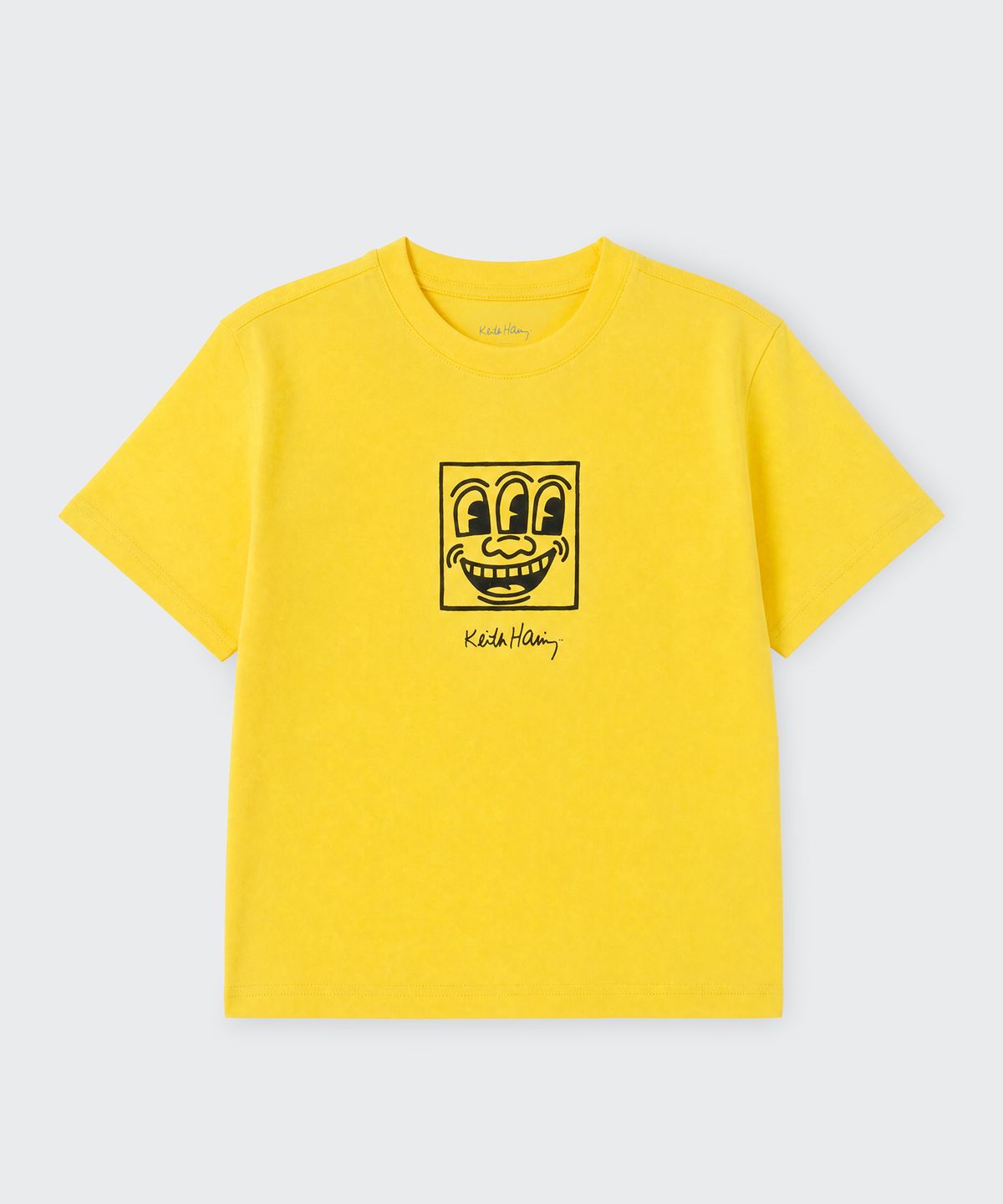무신사 스탠다드 키즈(MUSINSA STANDARD KIDS) [키스 해링 컬렉션] Three- Eyed Face 티셔츠 [옐로우]