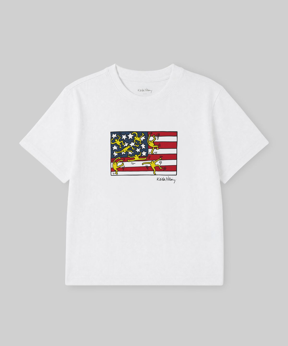 무신사 스탠다드 키즈(MUSINSA STANDARD KIDS) [키스 해링 컬렉션] American Flag 티셔츠 [화이트]