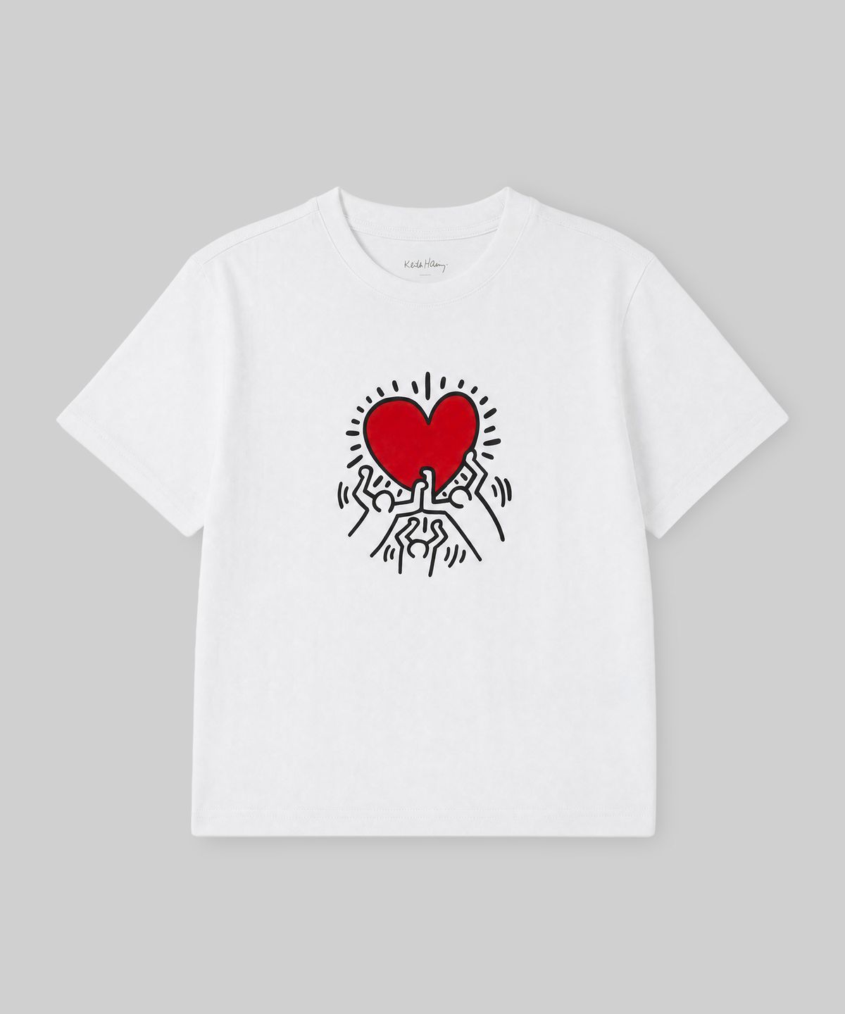 무신사 스탠다드 키즈(MUSINSA STANDARD KIDS) [키스 해링 컬렉션] Heart 티셔츠 [화이트]