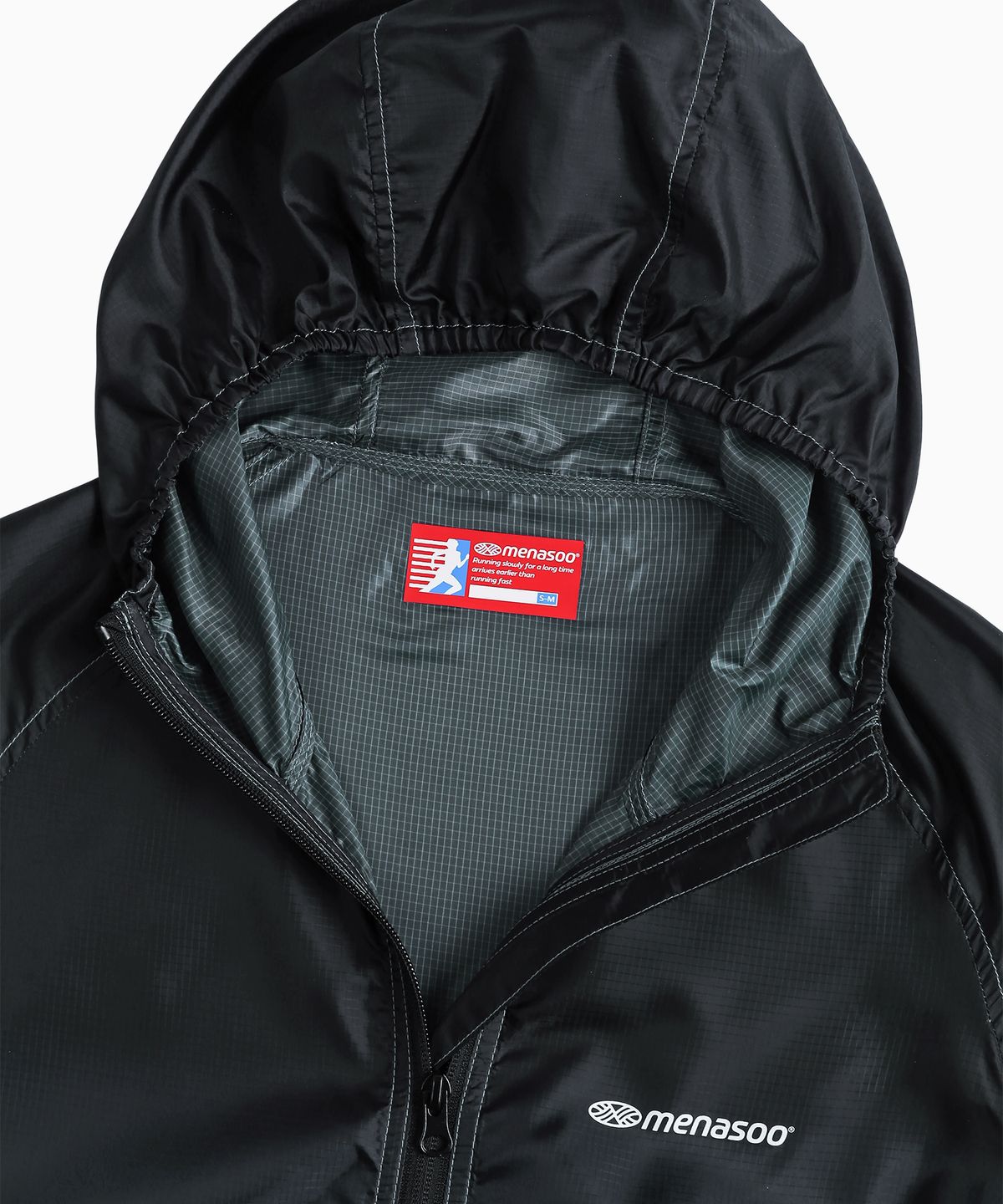 미나수(MENASOO) Unisex Gradient Windbreaker High Neck Jumper_Black