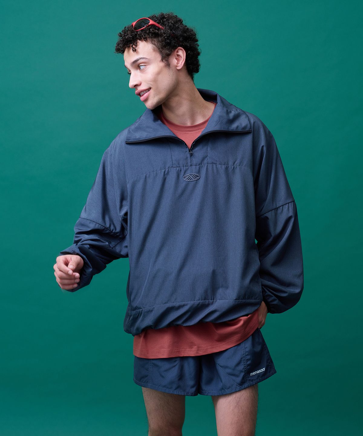 미나수(MENASOO) Unisex Easy Move Half Zip_Navy