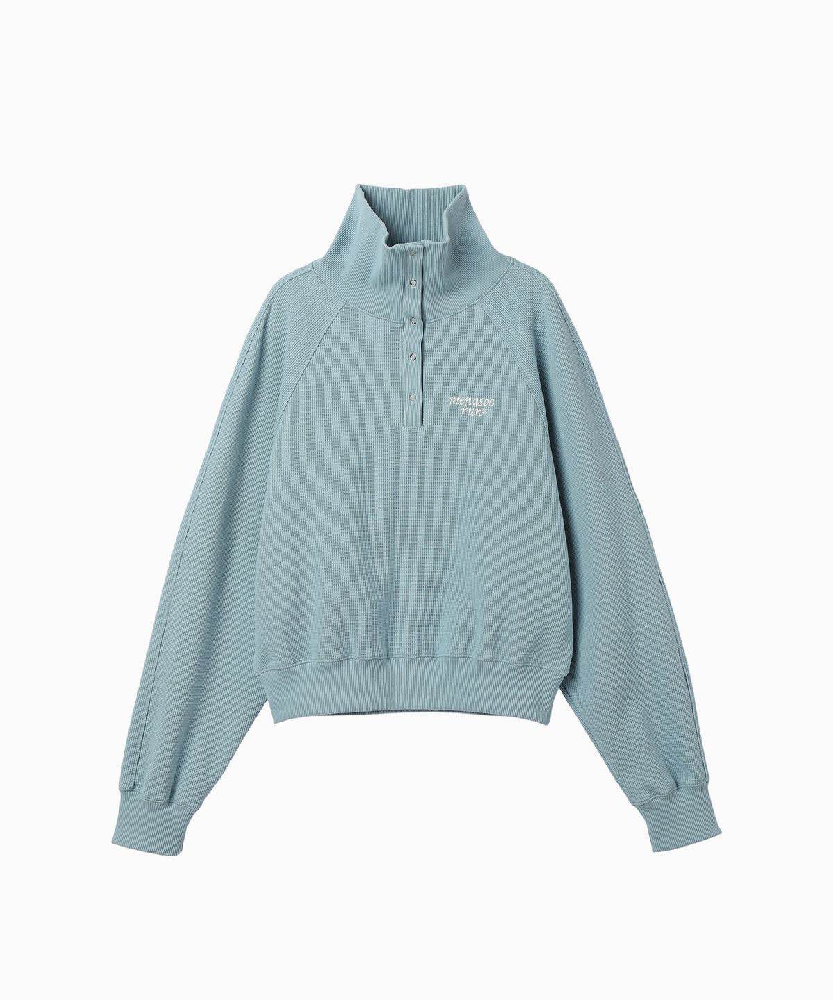 미나수(MENASOO) Snap Waffle Sweatshirt_Skyblue