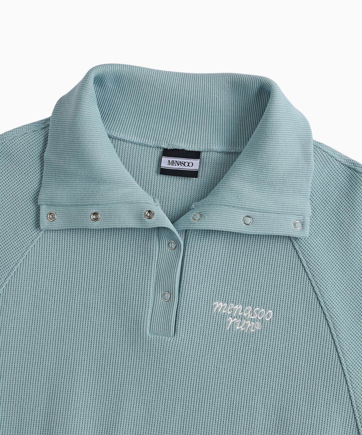 미나수(MENASOO) Snap Waffle Sweatshirt_Skyblue