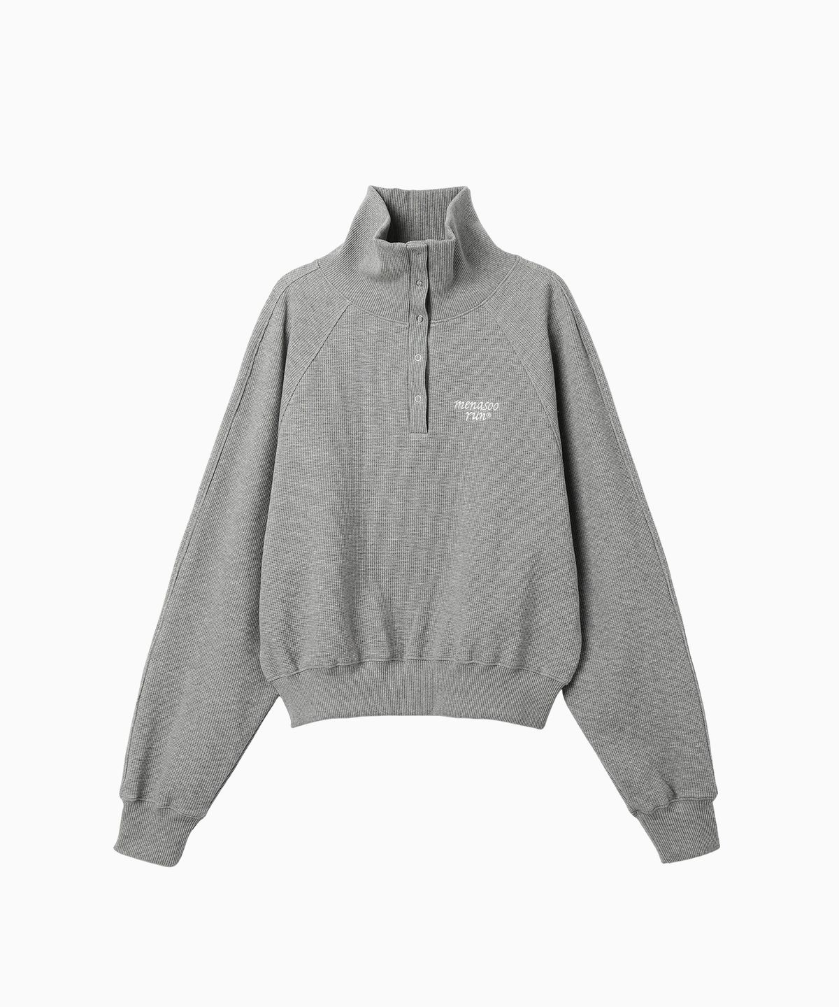 미나수(MENASOO) Snap Waffle Sweatshirt_Melange Gray