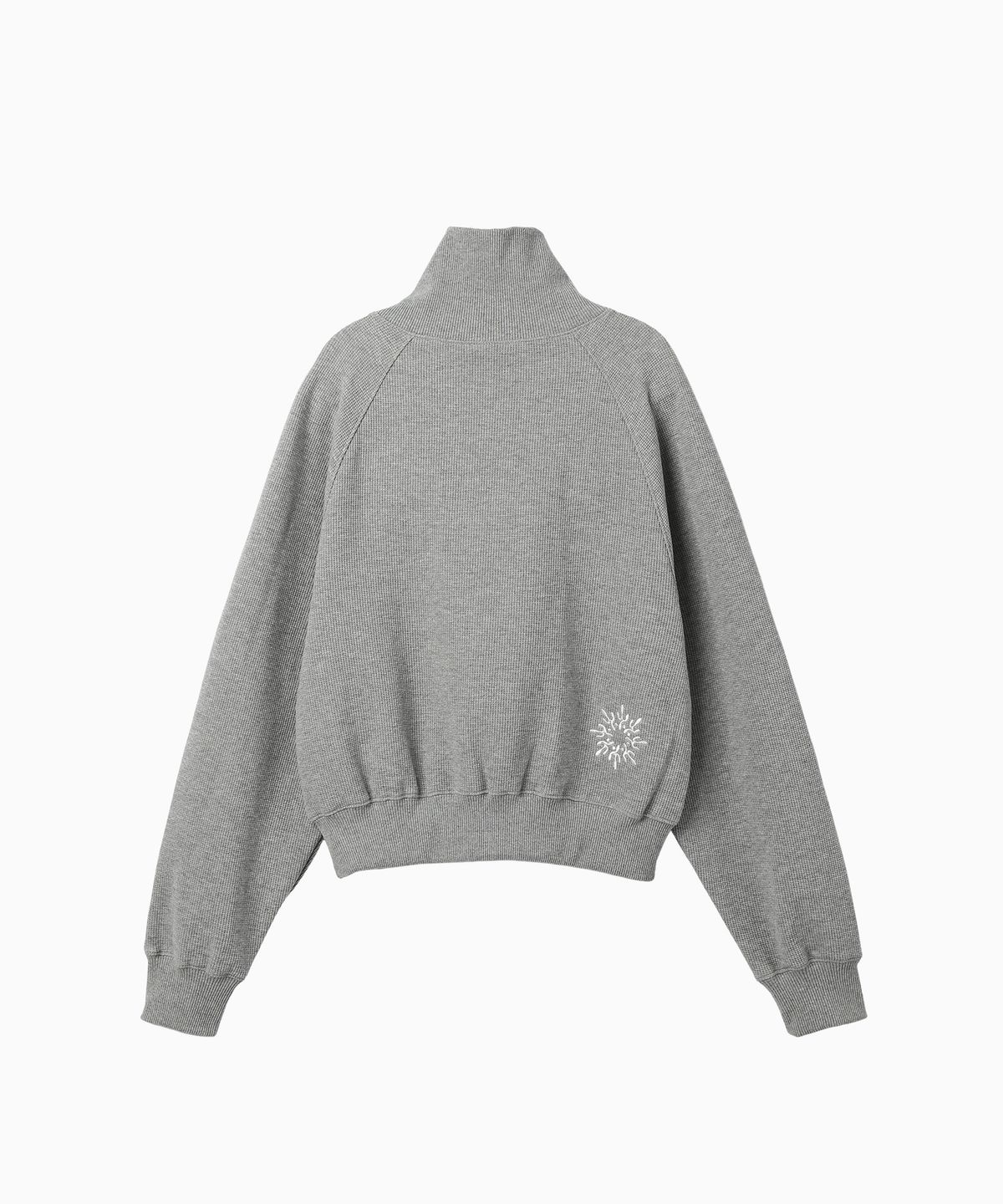 미나수(MENASOO) Snap Waffle Sweatshirt_Melange Gray