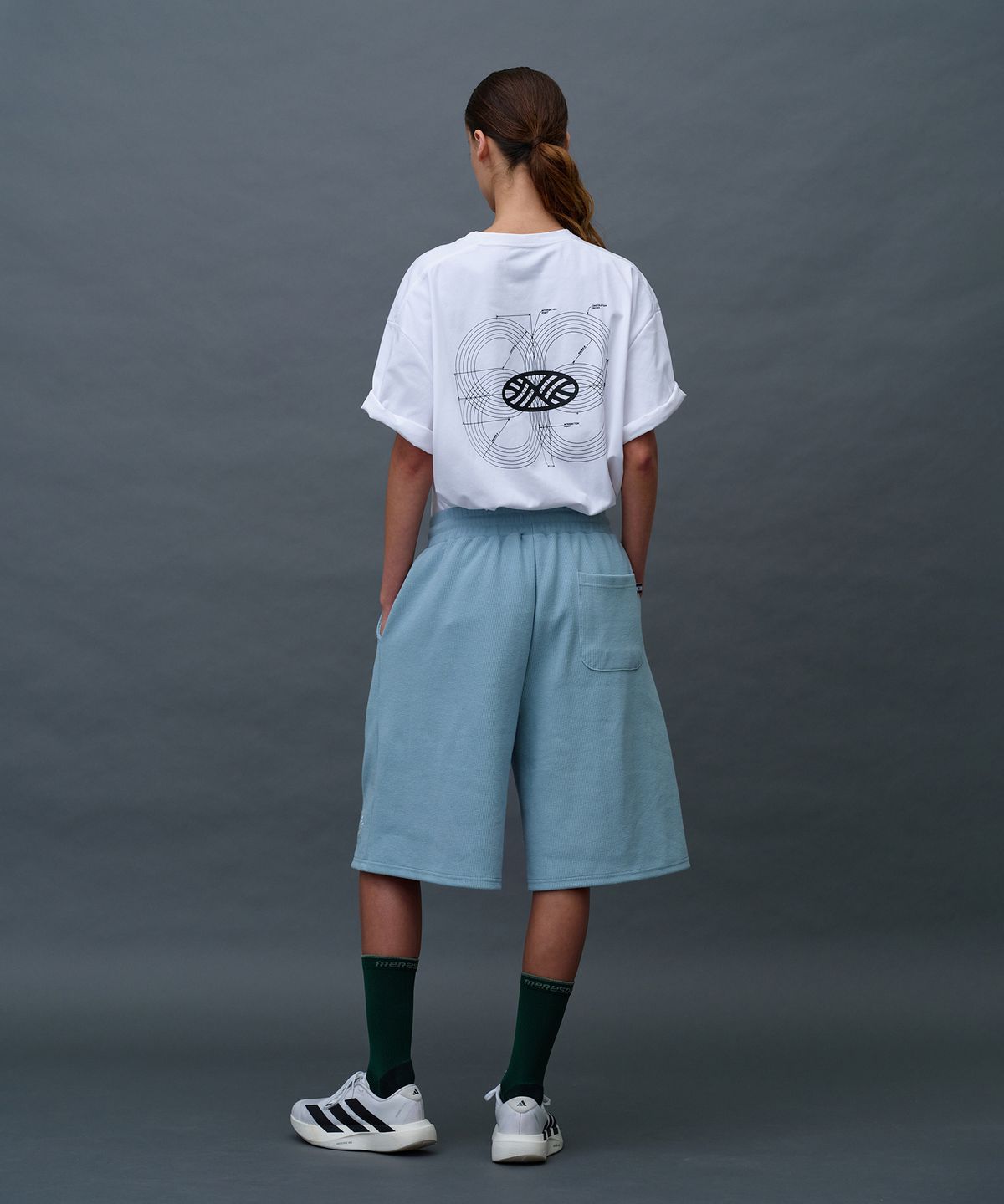 미나수(MENASOO) Waffle Sweat Training Bermuda Pants_Skyblue