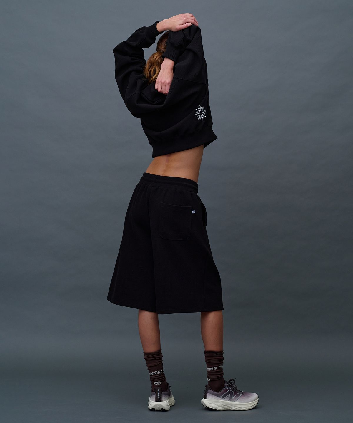 미나수(MENASOO) Waffle Sweat Training Bermuda Pants_Black