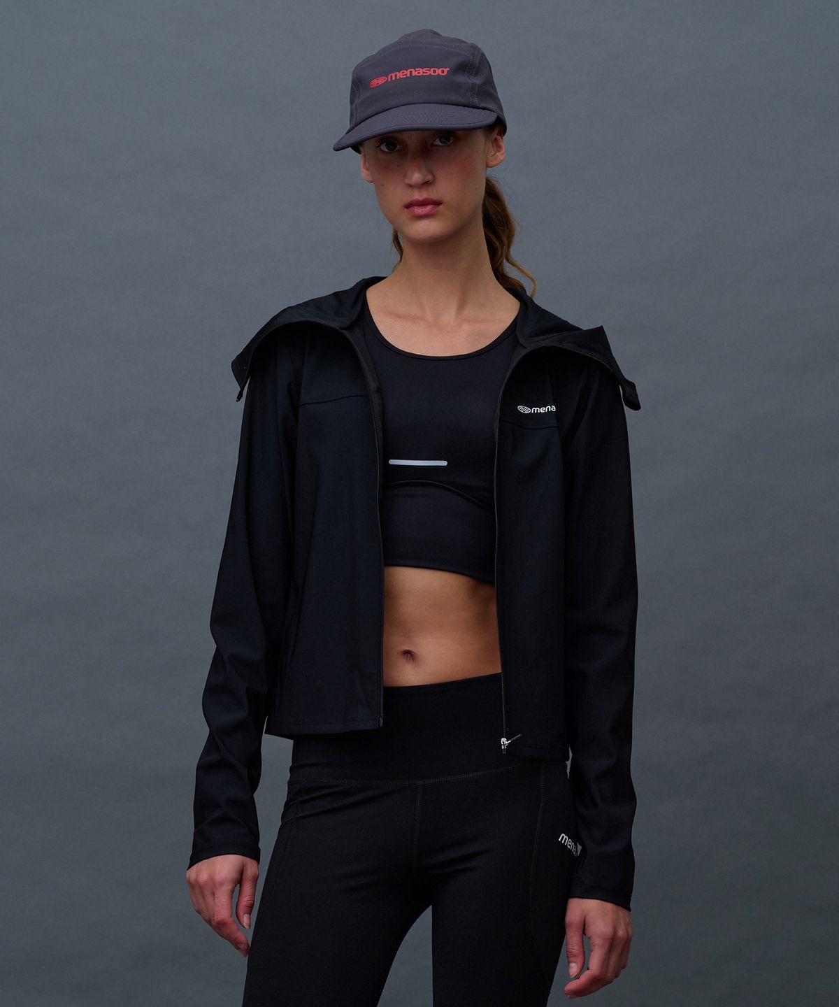 미나수(MENASOO) Face Cover Zip Up Jersey_Black