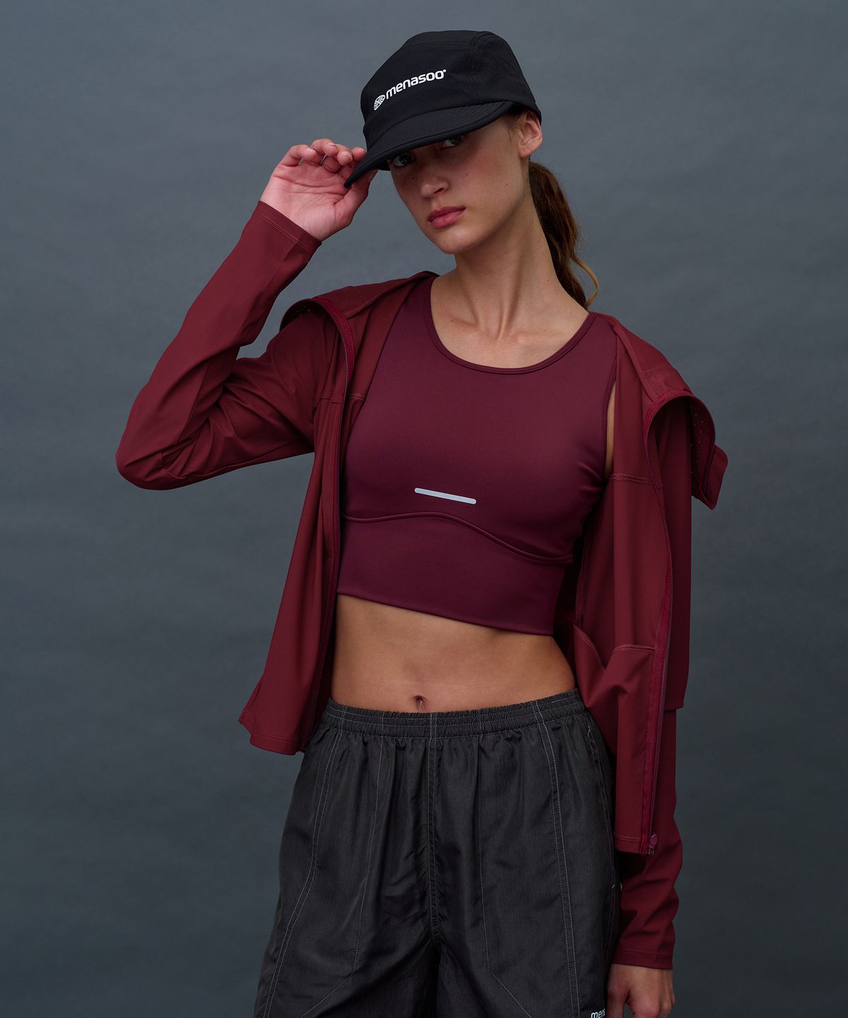 미나수(MENASOO) Face Cover Zip Up Jersey_Red