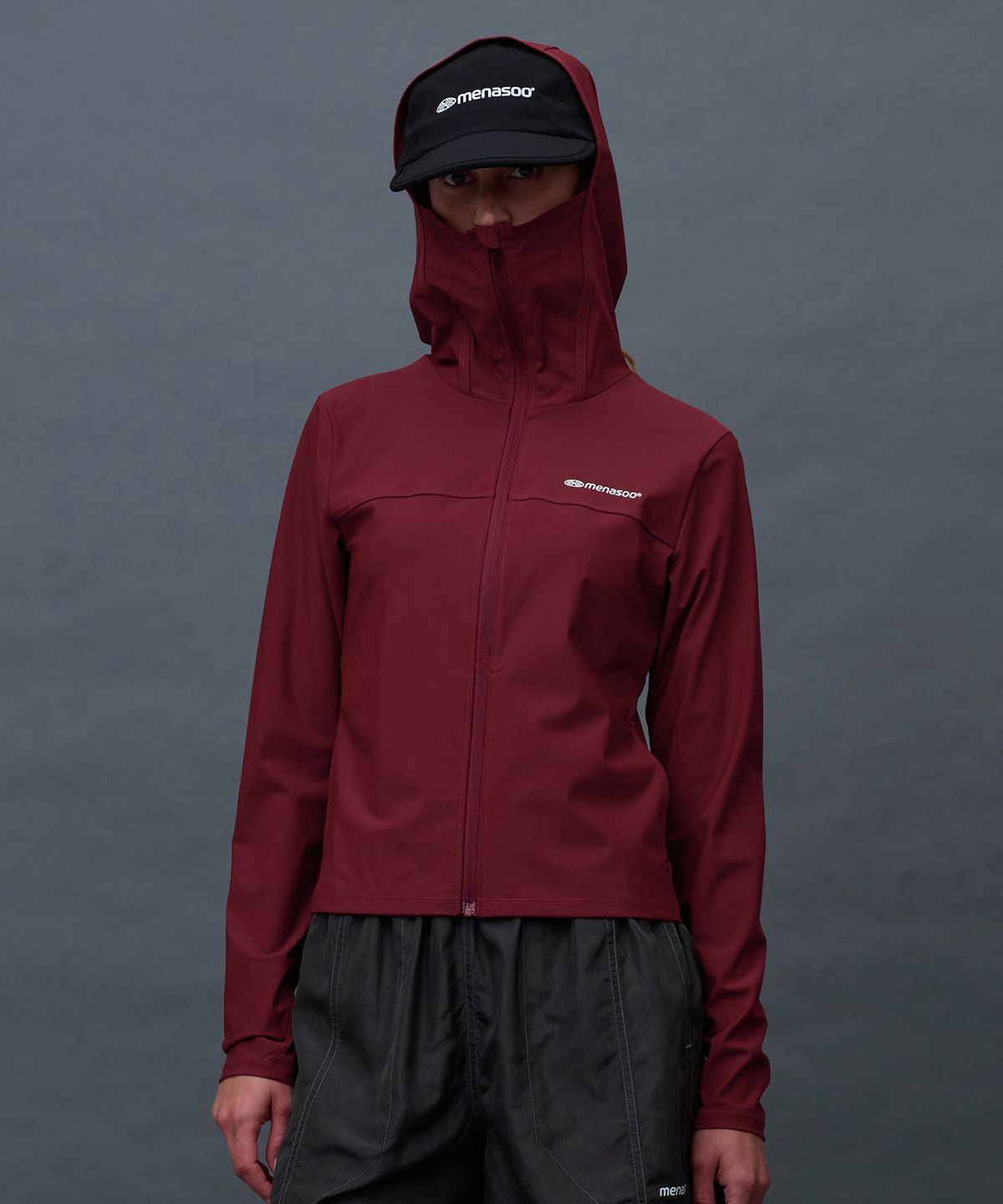 미나수(MENASOO) Face Cover Zip Up Jersey_Red