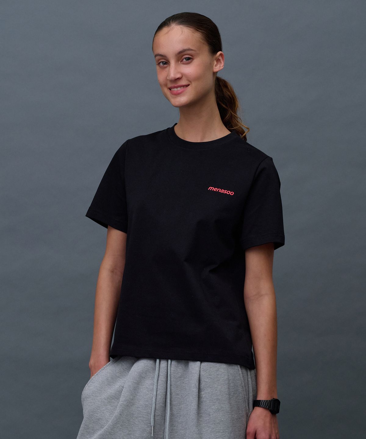 미나수(MENASOO) Sorona No Rush T Shirt (Basic Fit)_Black