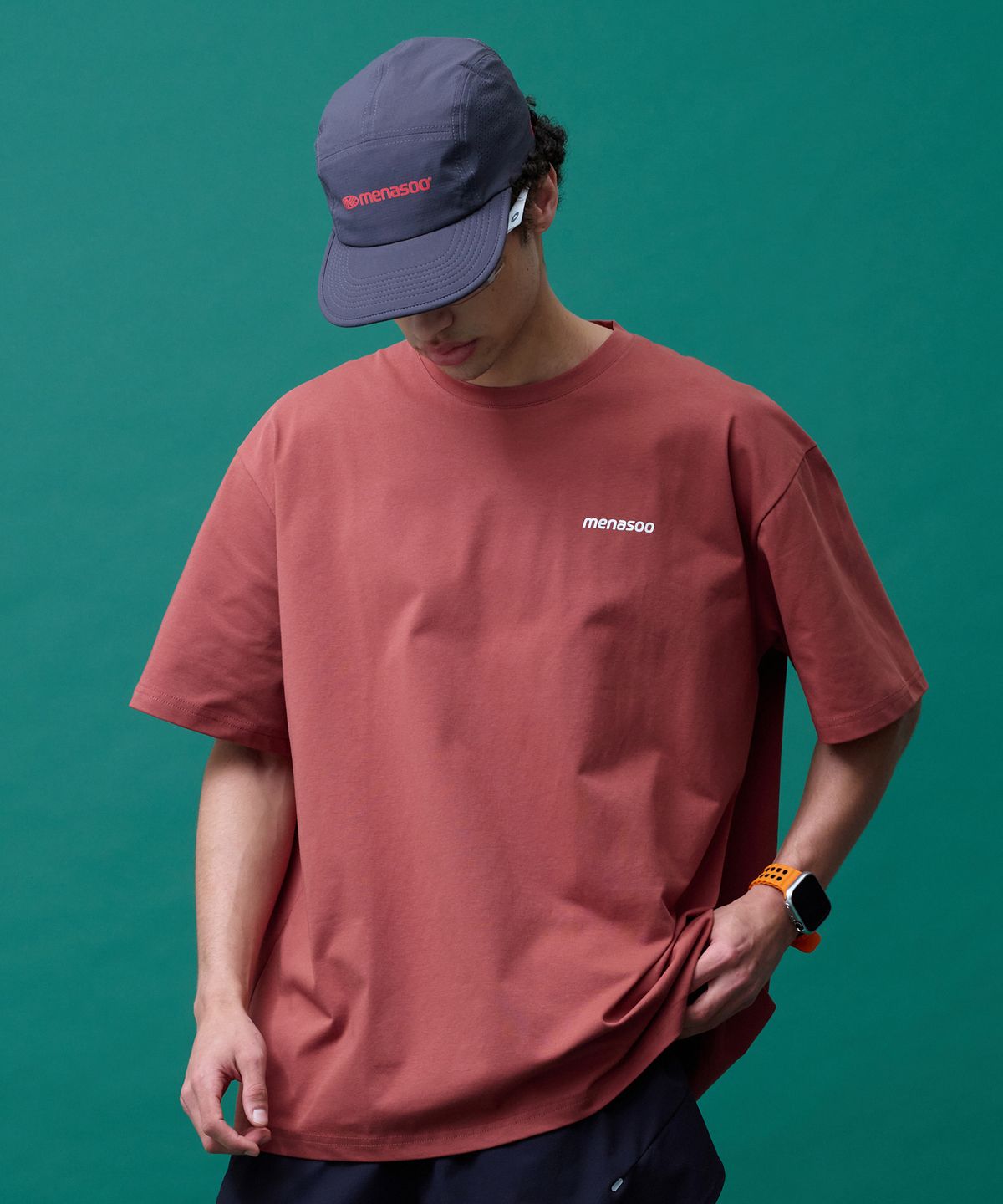 미나수(MENASOO) Unisex Symbol Sorona Basic T Shirt_Brick