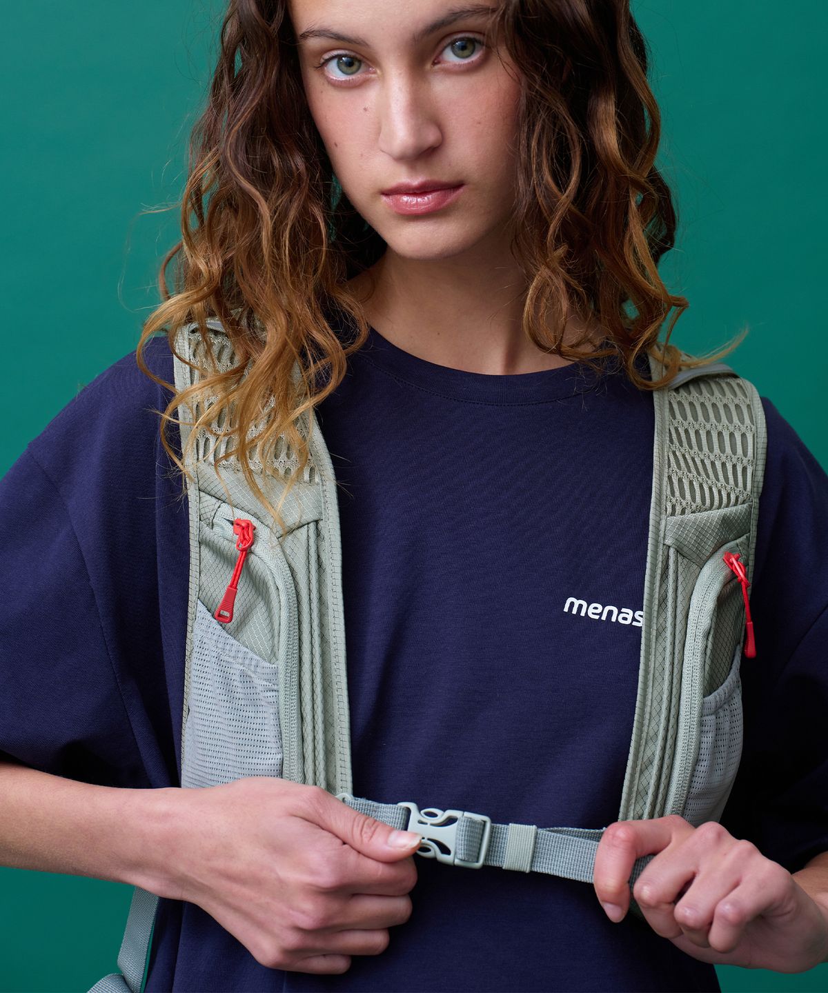 미나수(MENASOO) Unisex Symbol Sorona Basic T Shirt_Navy