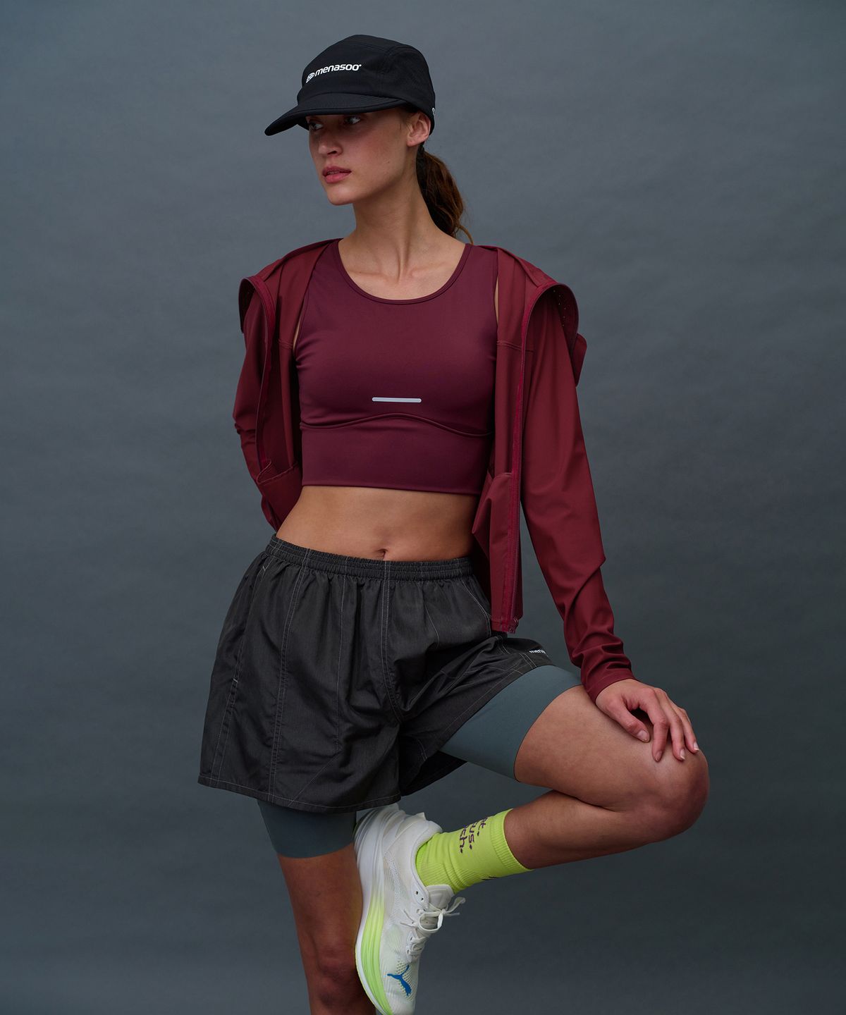 미나수(MENASOO) MNS Running Sports Short Brim Cap_Black