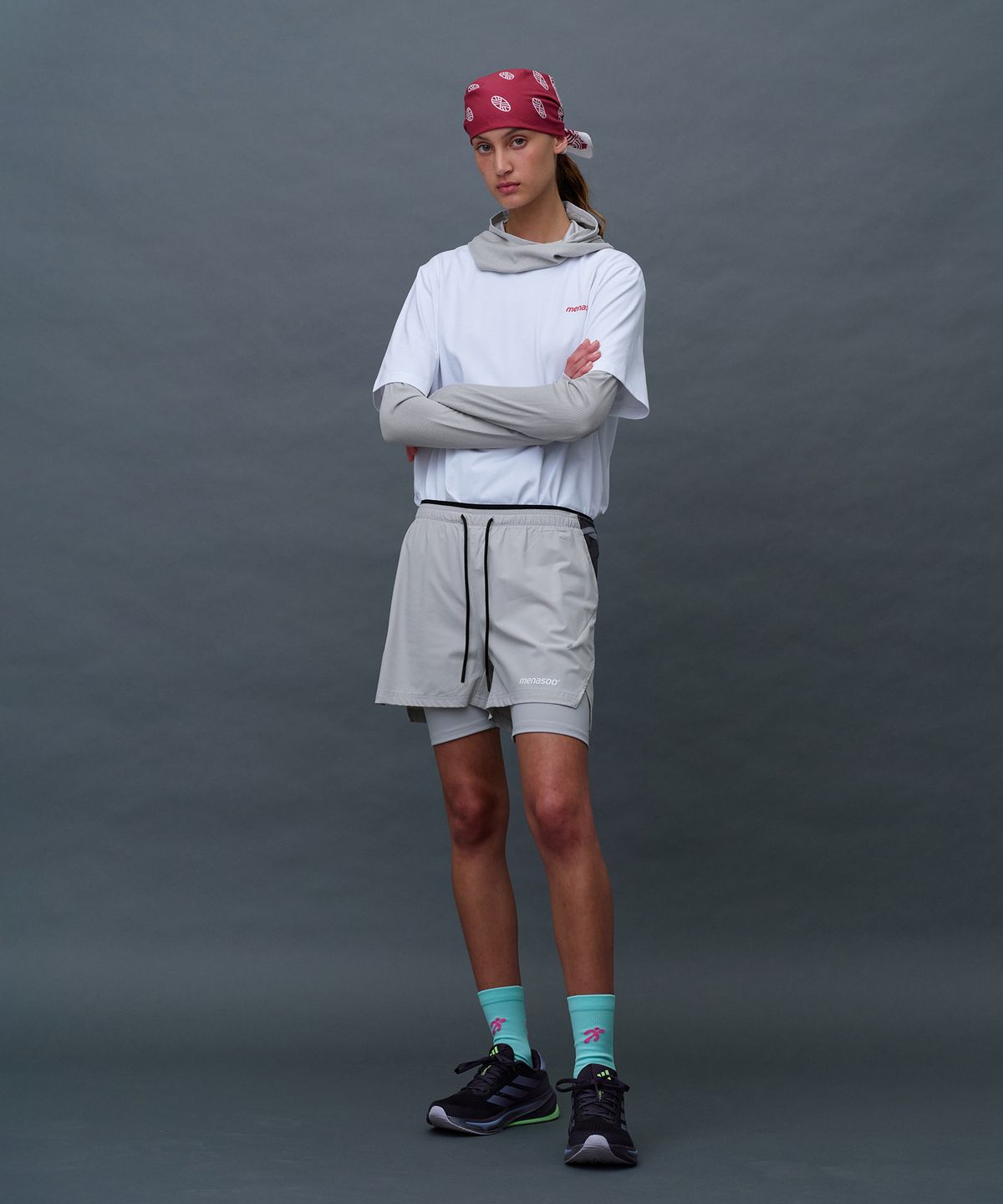미나수(MENASOO) Unisex Multi Sport Two In One Running Shorts_Gray