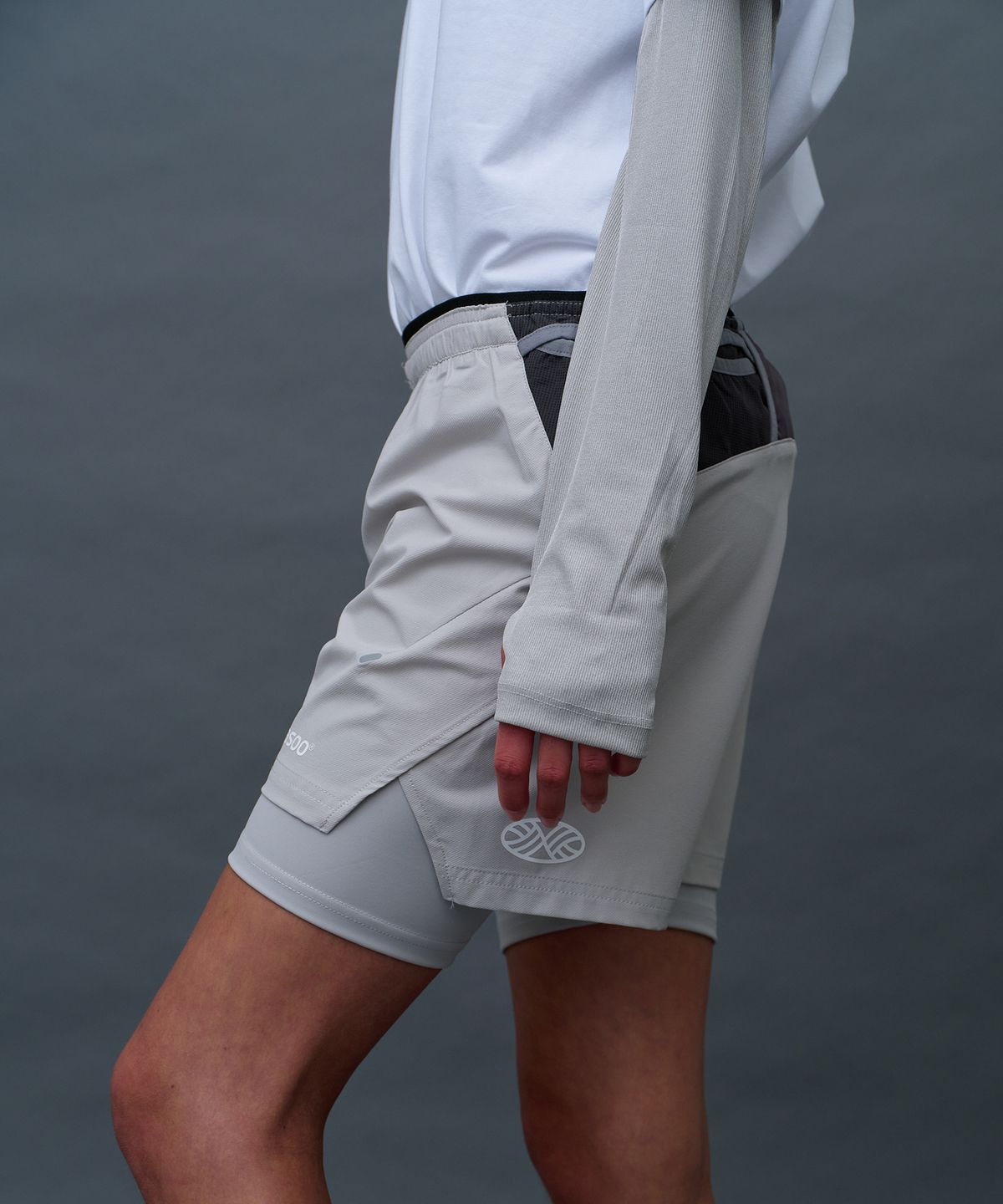 미나수(MENASOO) Unisex Multi Sport Two In One Running Shorts_Gray