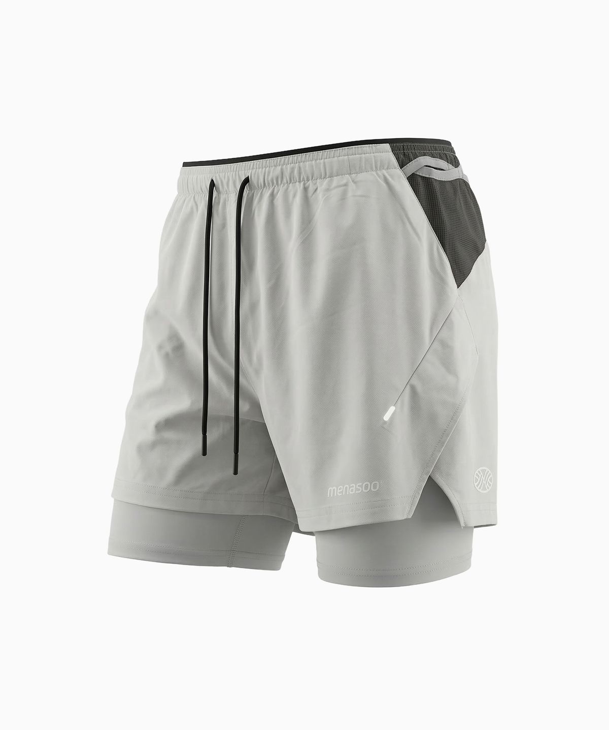 미나수(MENASOO) Unisex Multi Sport Two In One Running Shorts_Gray