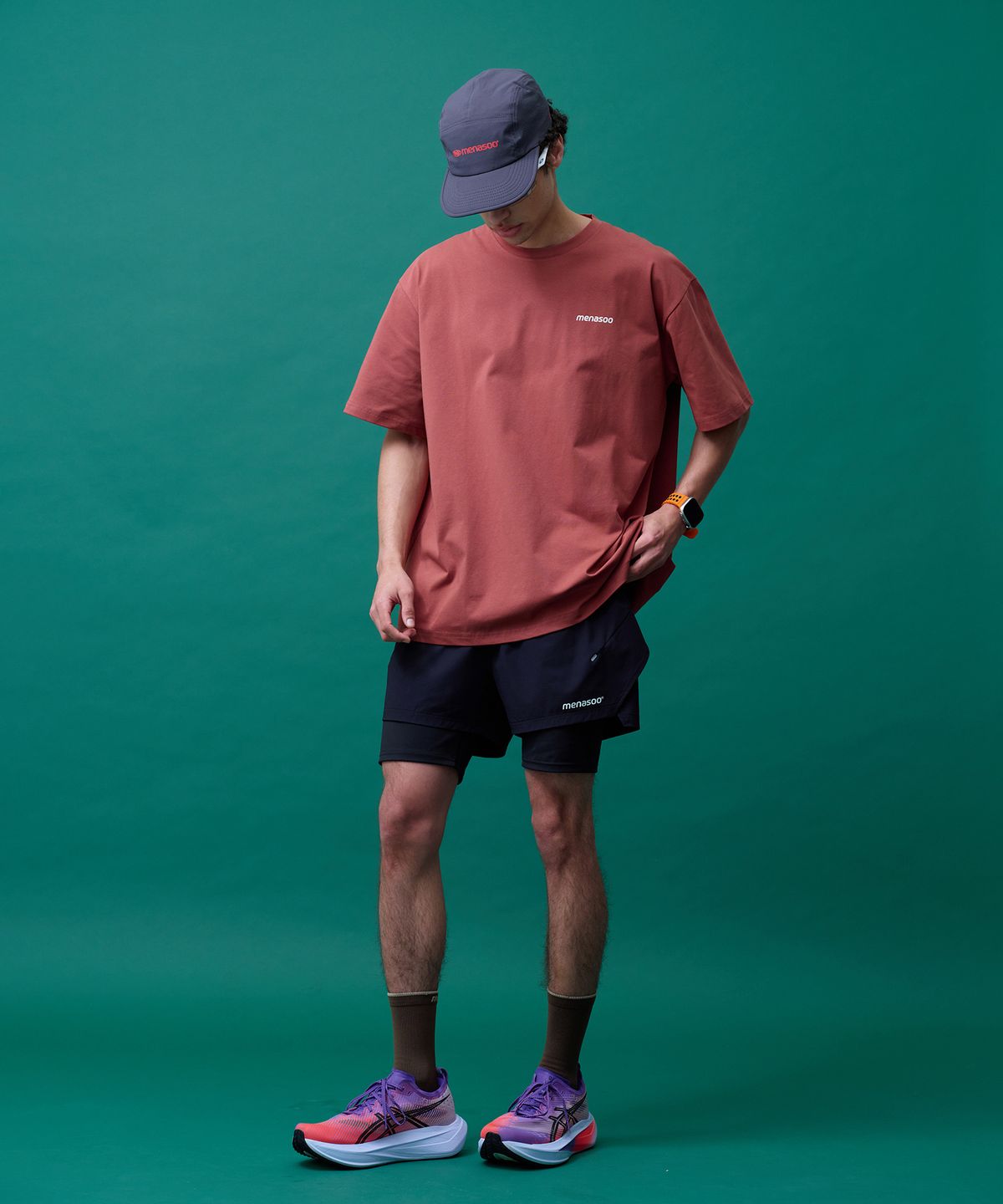 미나수(MENASOO) Unisex Multi Sport Two In One Running Shorts_Black