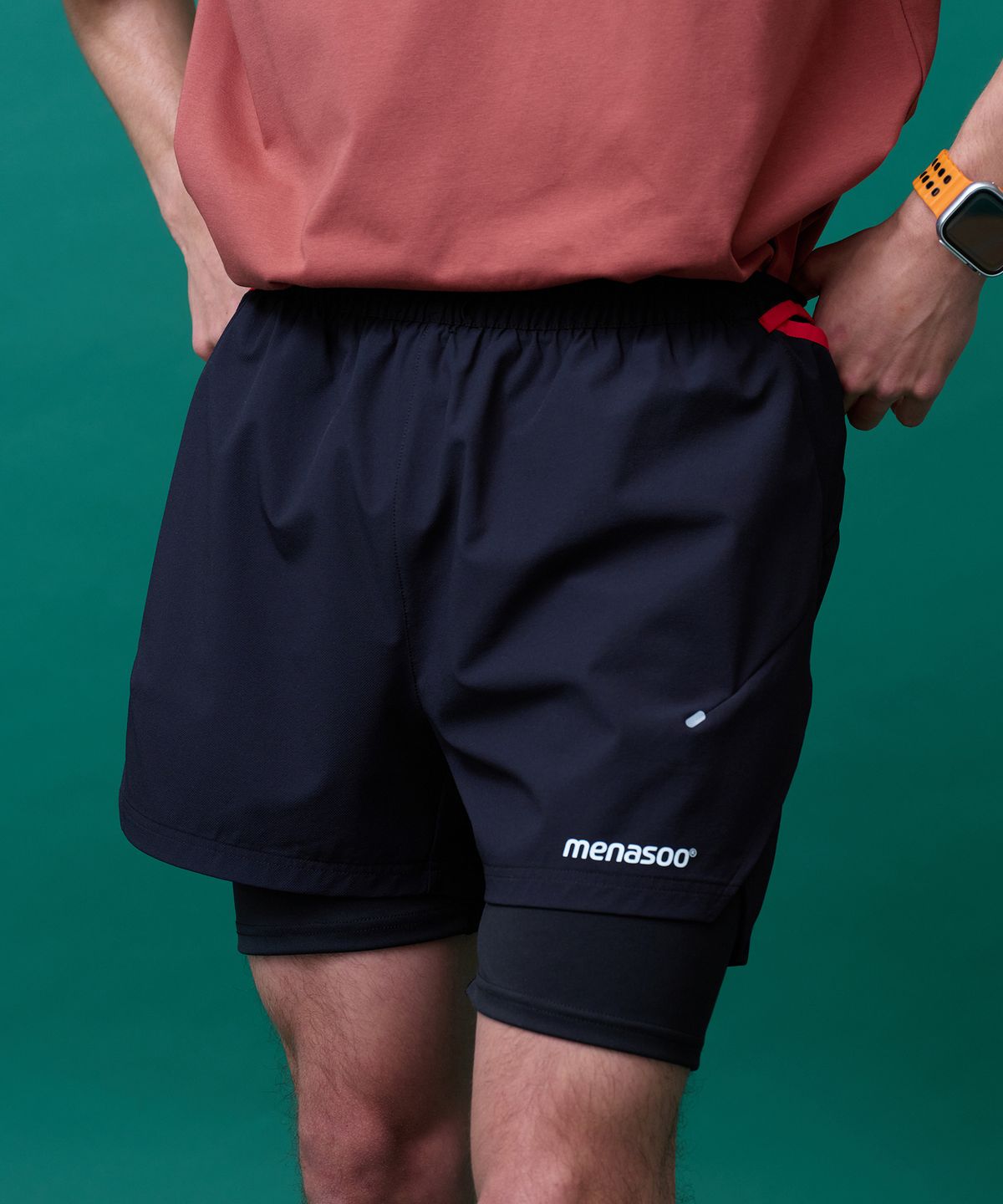 미나수(MENASOO) Unisex Multi Sport Two In One Running Shorts_Black