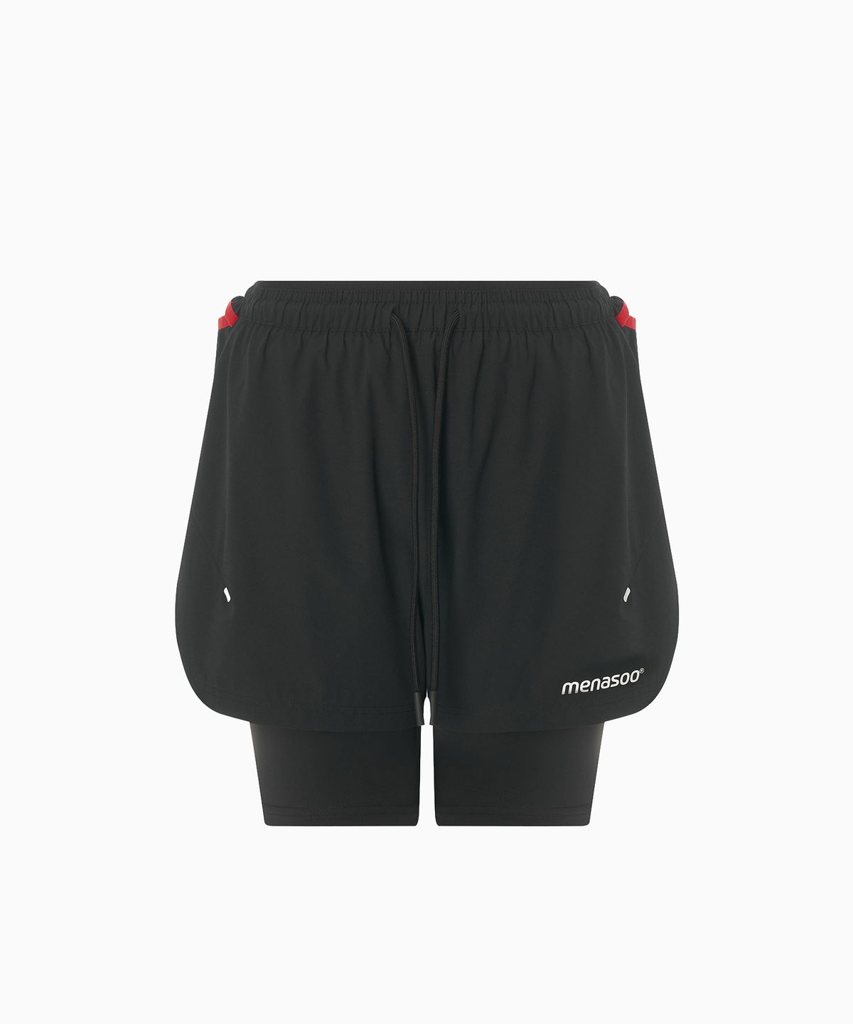 미나수(MENASOO) Unisex Multi Sport Two In One Running Shorts_Black
