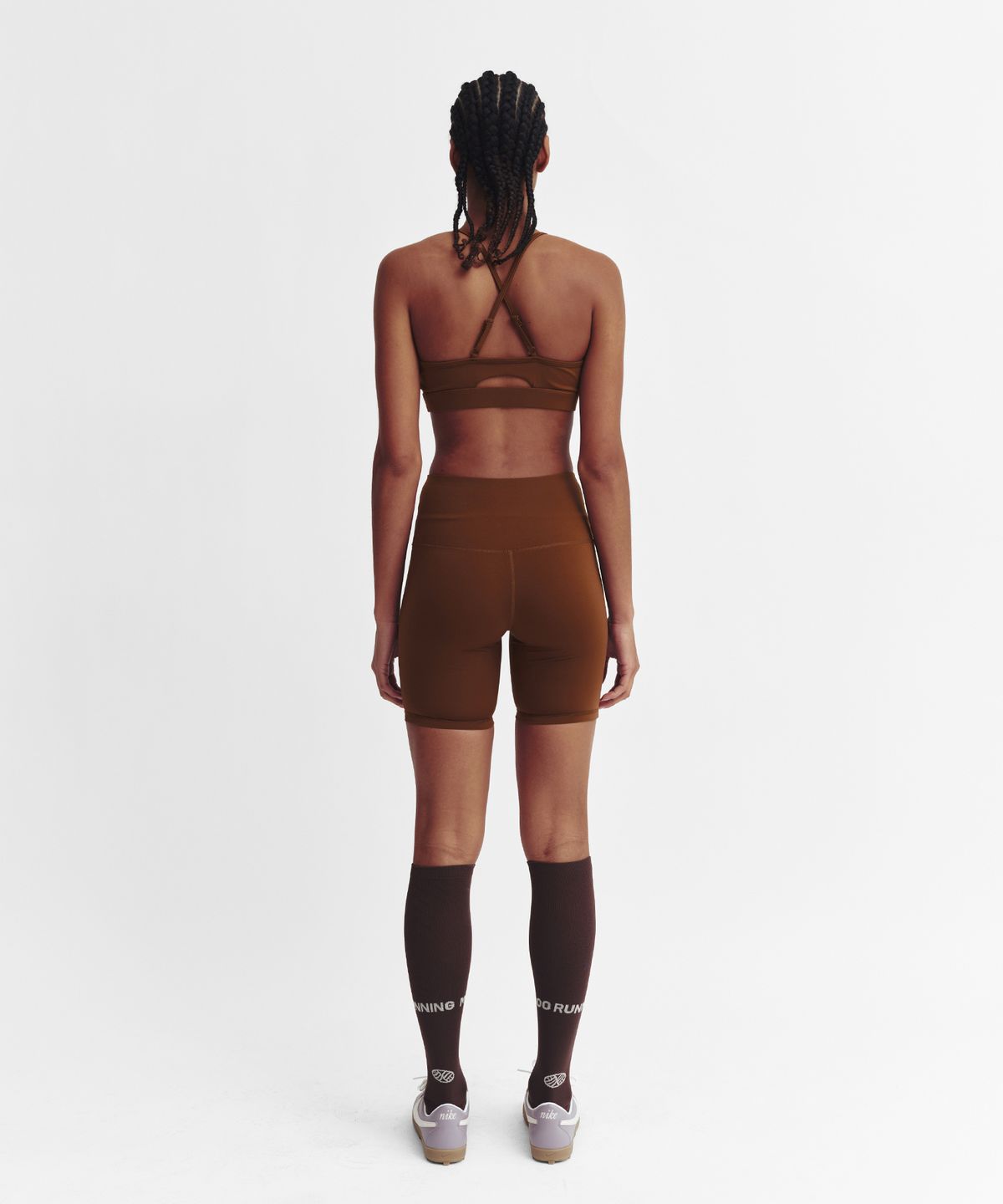 미나수(MENASOO) High Waisted Biker Leggings_Brown