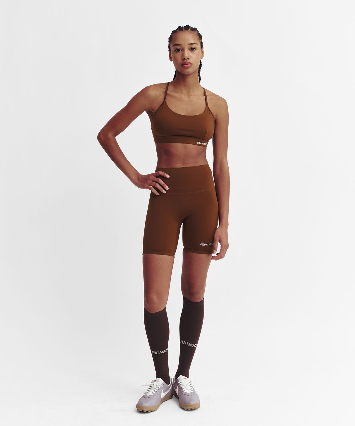 미나수(MENASOO) Cross Strap Bra Top_Brown
