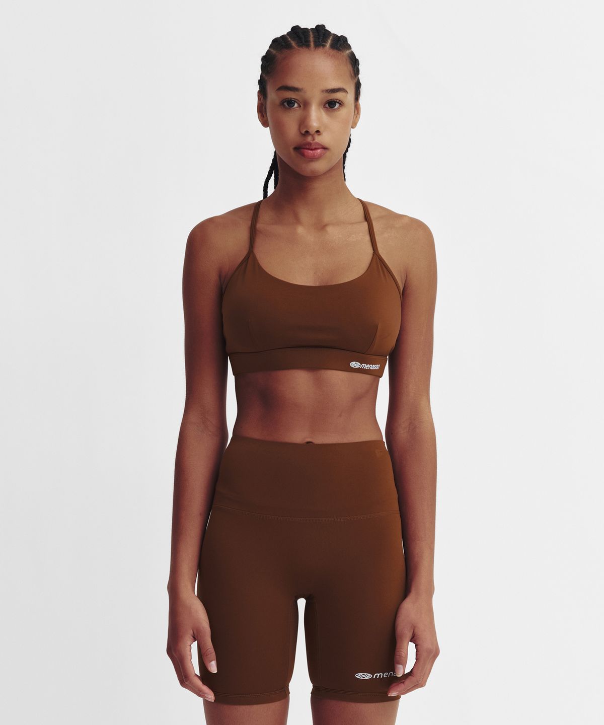 미나수(MENASOO) Cross Strap Bra Top_Brown