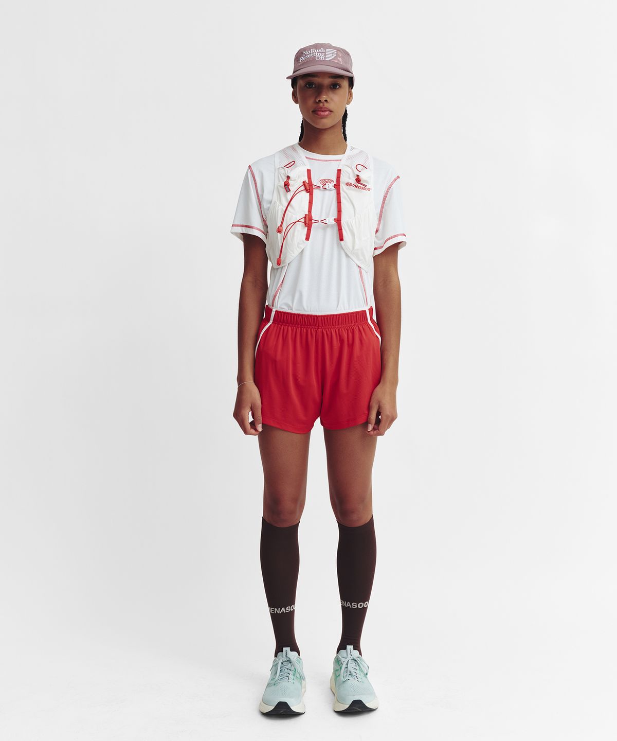 미나수(MENASOO) Mesh Runner Soft Shorts_Red