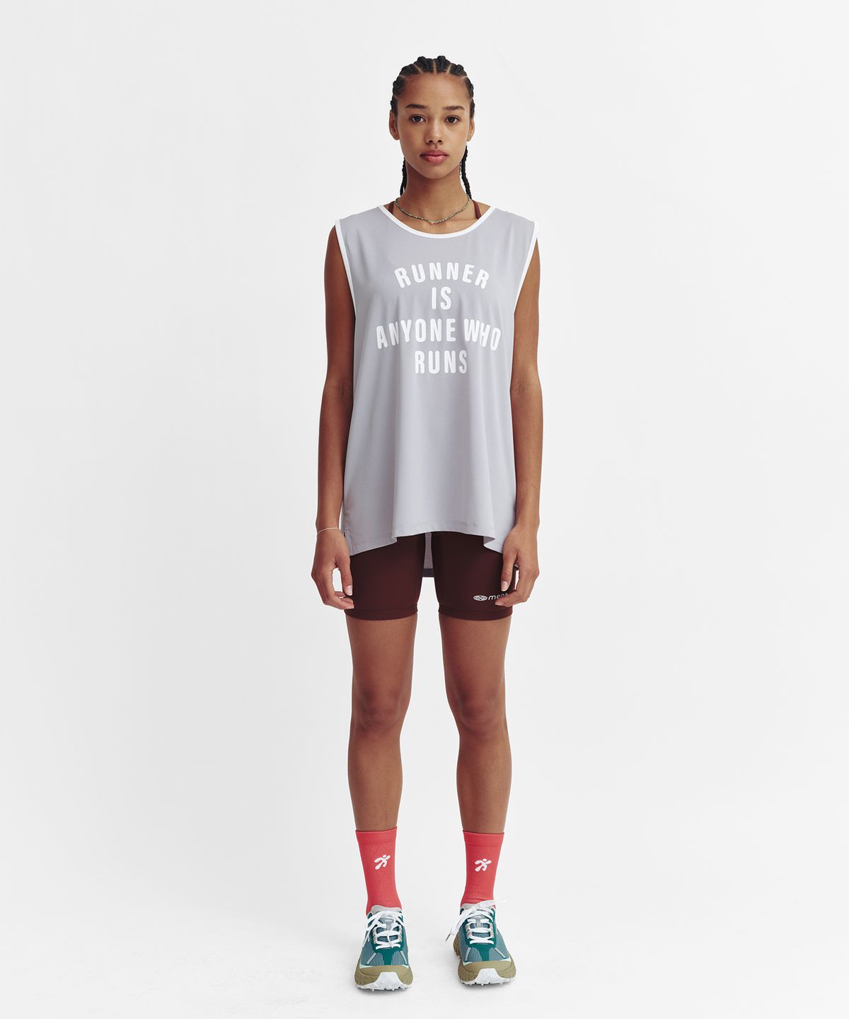 미나수(MENASOO) Mesh Runner Club Sleeveless Top_Gray