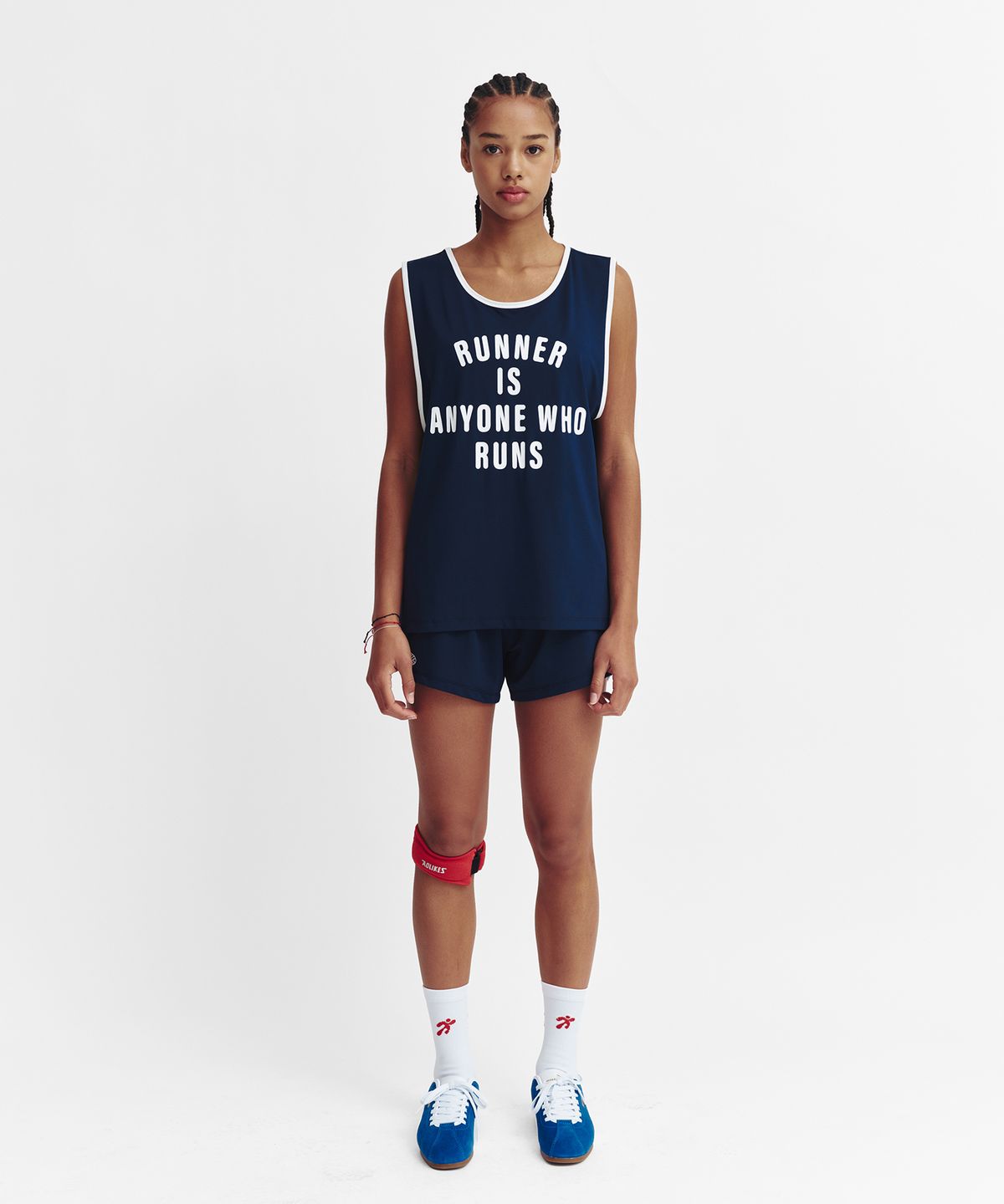 미나수(MENASOO) Mesh Runner Club Sleeveless Top_Navy