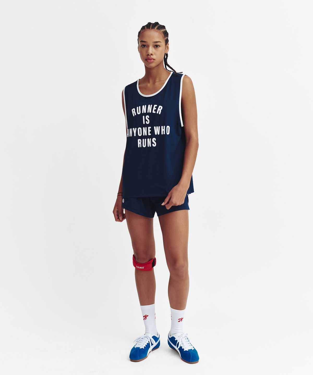 미나수(MENASOO) Mesh Runner Club Sleeveless Top_Navy