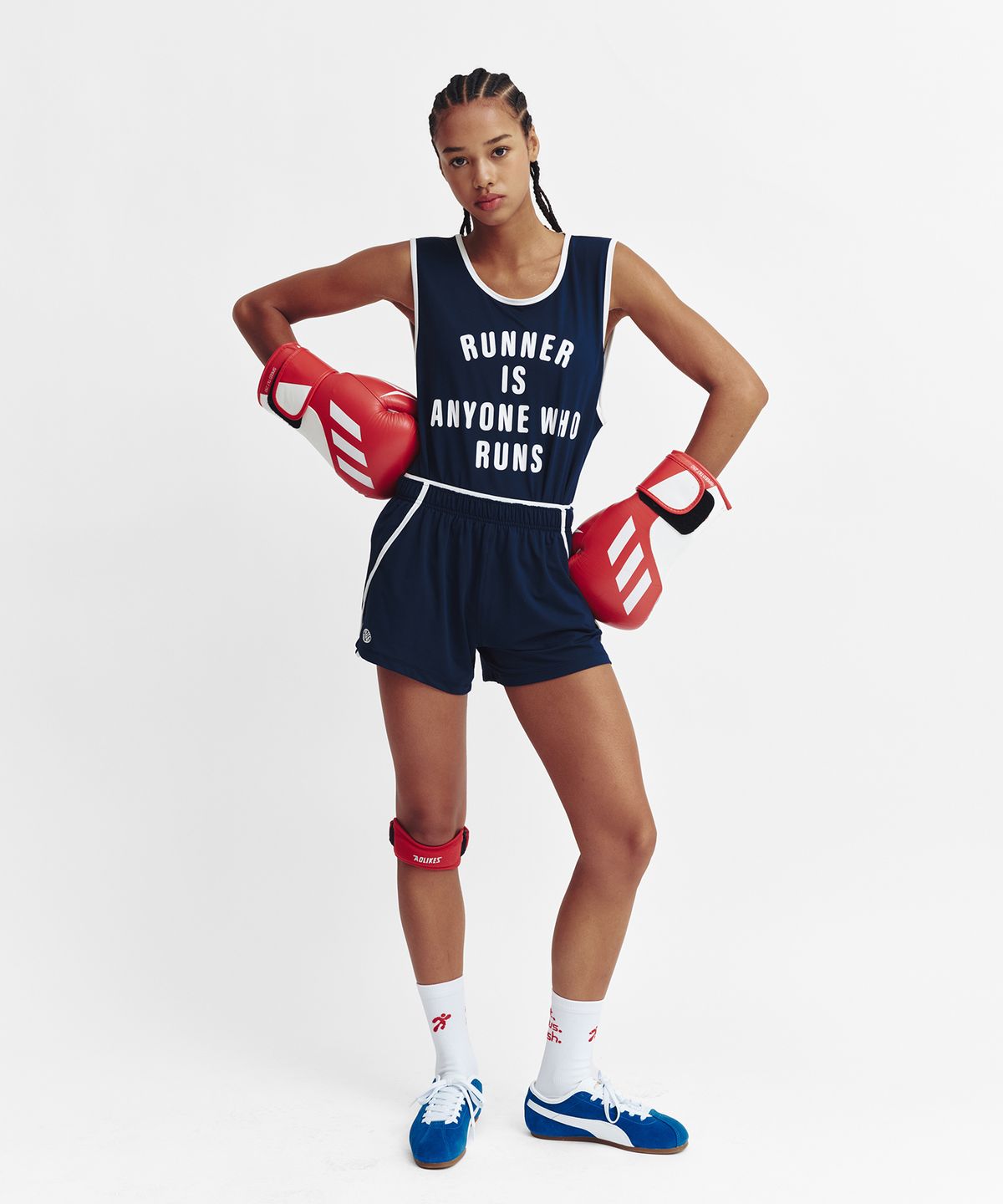 미나수(MENASOO) Mesh Runner Club Sleeveless Top_Navy
