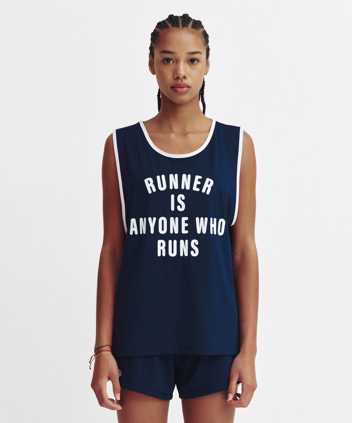 미나수(MENASOO) Mesh Runner Club Sleeveless Top_Navy