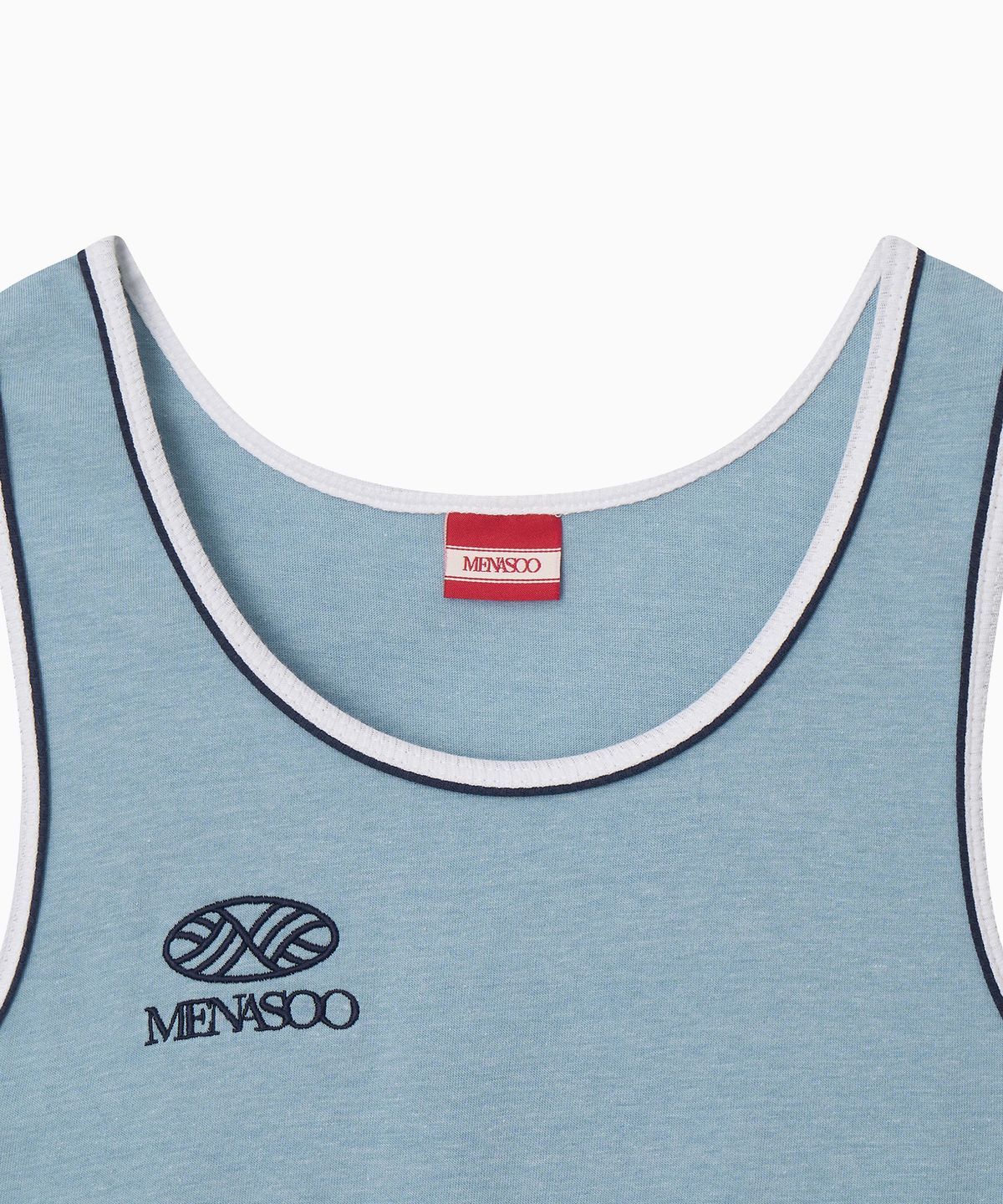 미나수(MENASOO) Signature Double Binding Sleeveless Top_Skyblue