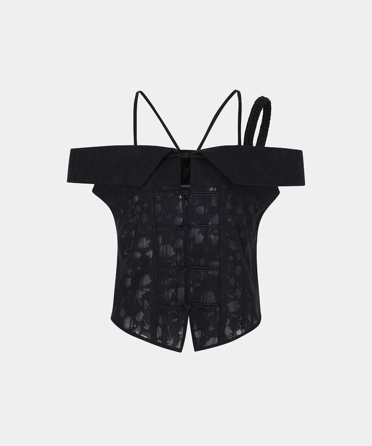 루펀(LOOFUN) Qipao Open Collar Shirt / 치파오 오픈 카라 셔츠 [Black]