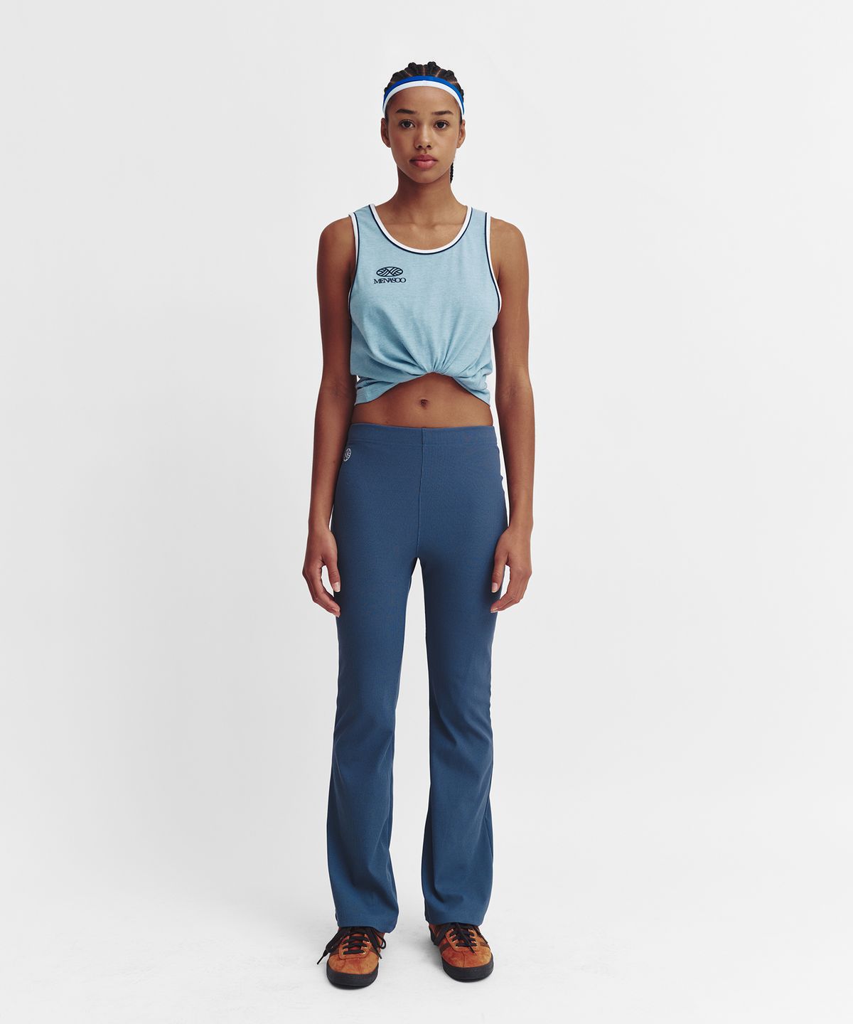 미나수(MENASOO) Move Fit Bootcut Ribbed Pants_Skyblue