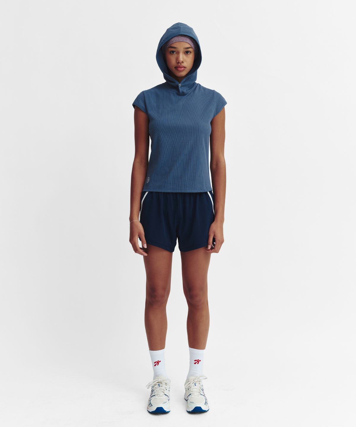미나수(MENASOO) Move Hood Ribbed Top_Skyblue