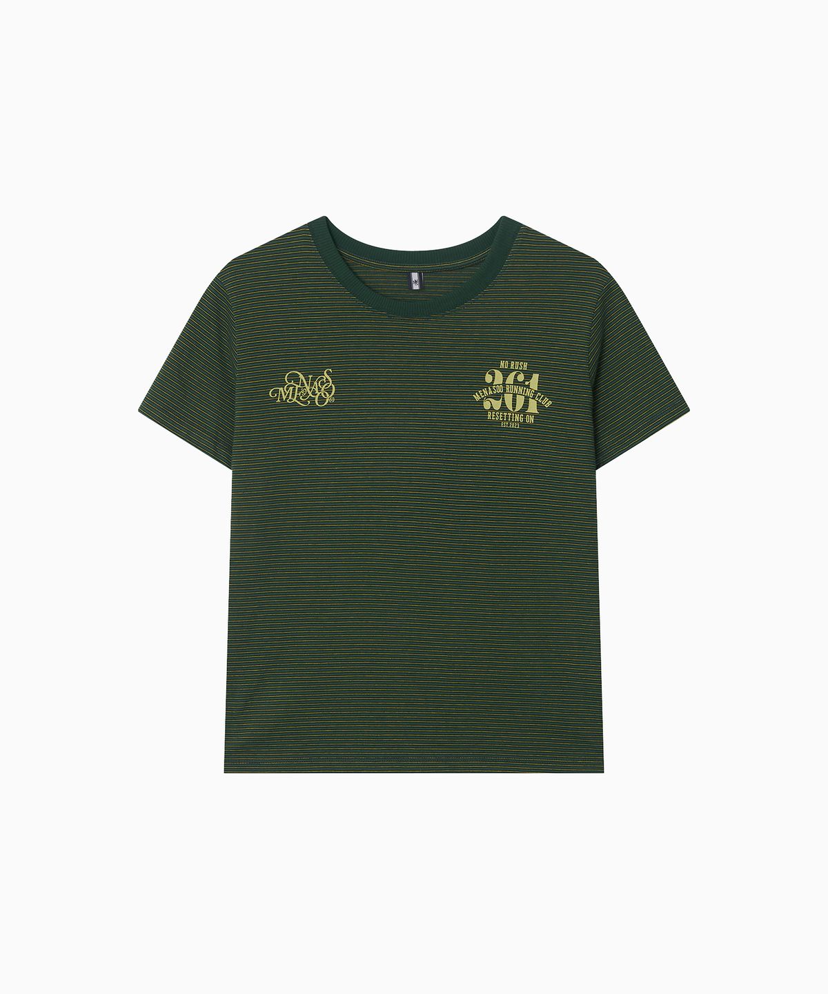 미나수(MENASOO) Vintage Stripe Short Sleeve T Shirt_Green