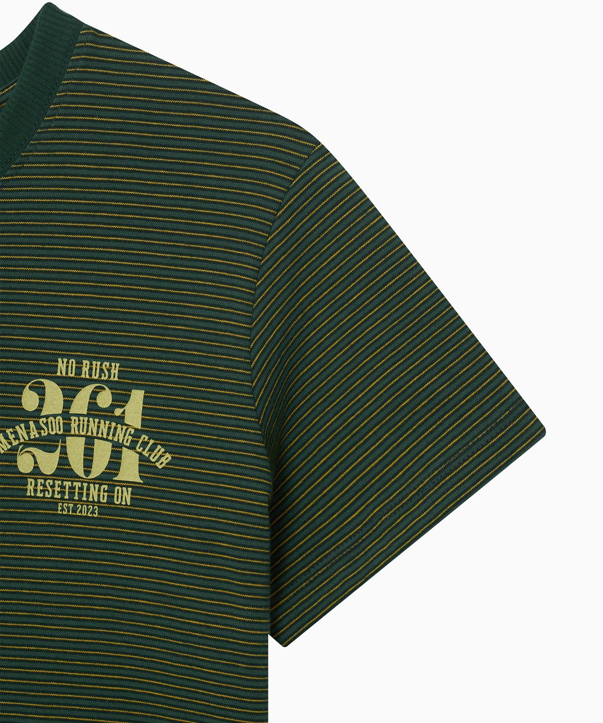 미나수(MENASOO) Vintage Stripe Short Sleeve T Shirt_Green