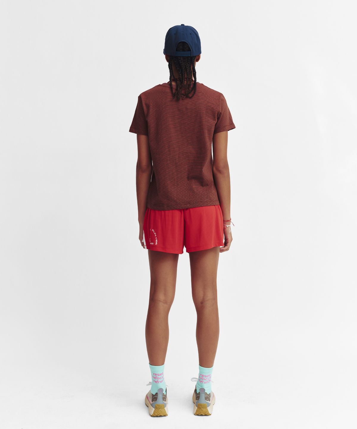 미나수(MENASOO) Vintage Stripe Short Sleeve T Shirt_Brown