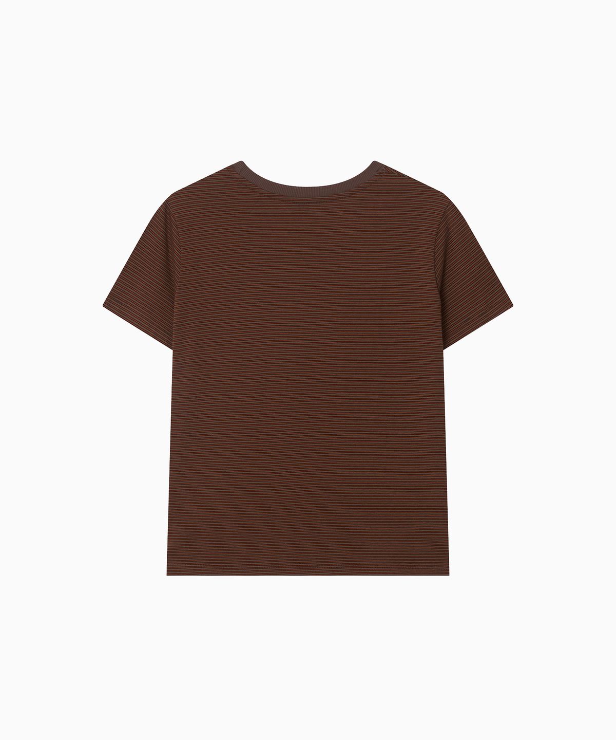 미나수(MENASOO) Vintage Stripe Short Sleeve T Shirt_Brown