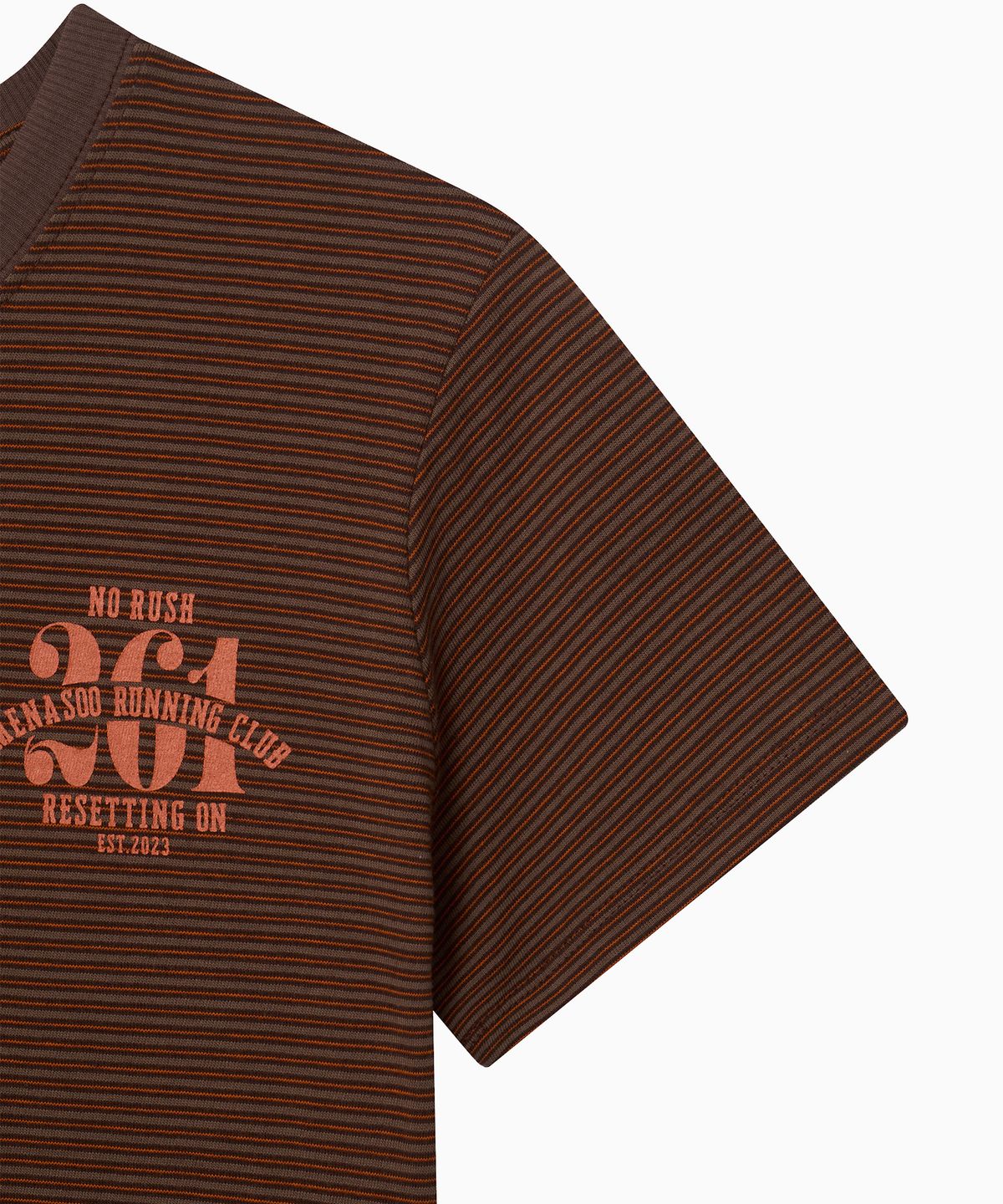미나수(MENASOO) Vintage Stripe Short Sleeve T Shirt_Brown