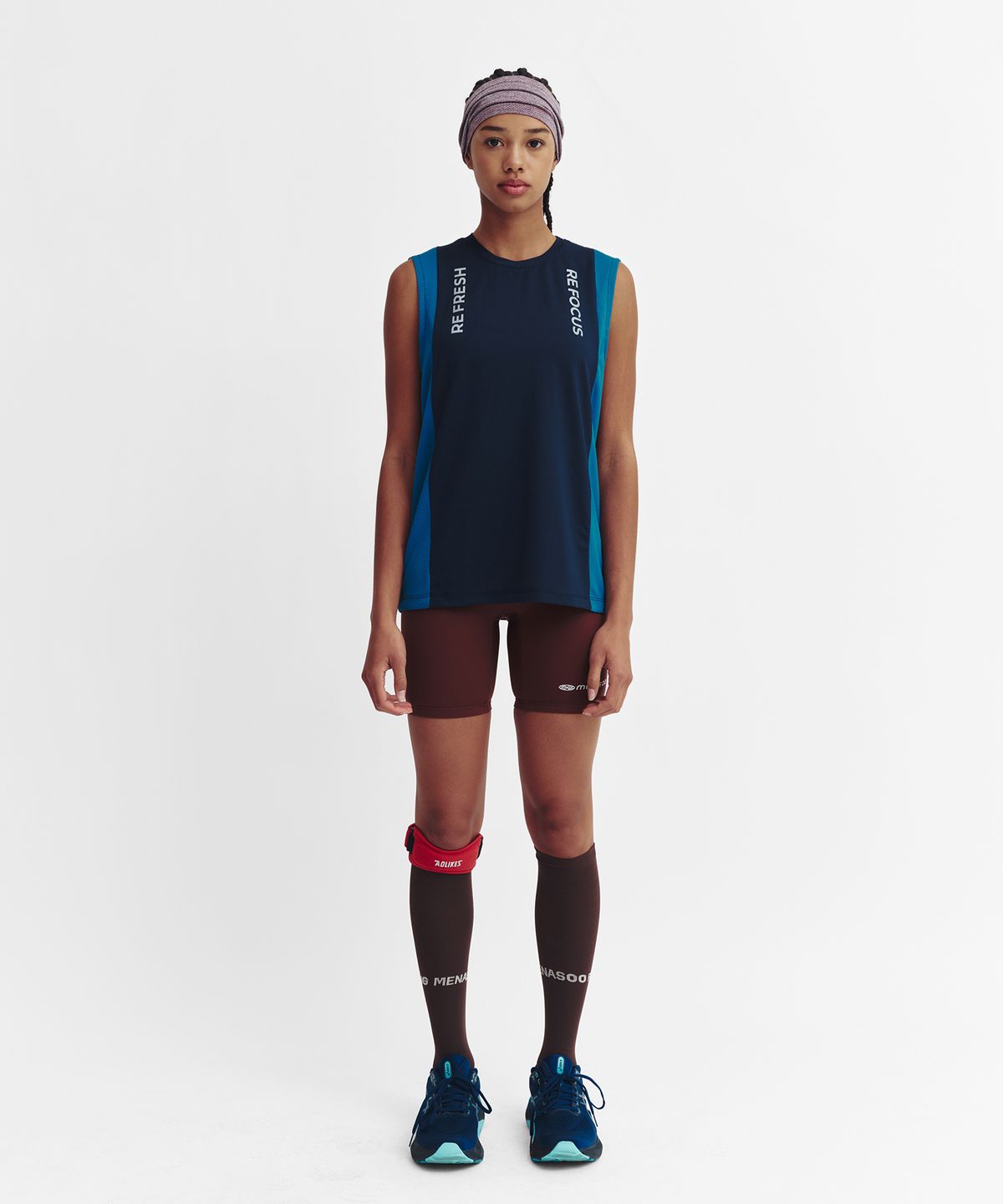 미나수(MENASOO) Refocus Mesh Sleeveless Top_Navy