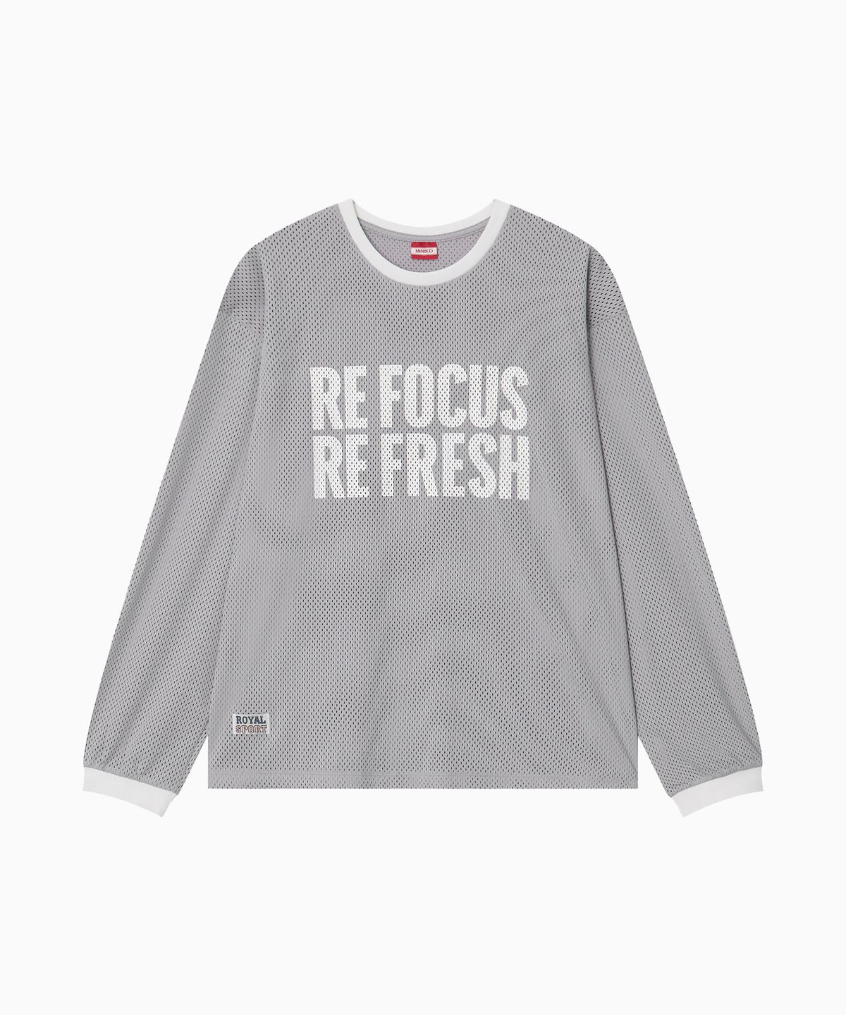 미나수(MENASOO) Refocus Mesh Round Neck T Shirt_Gray