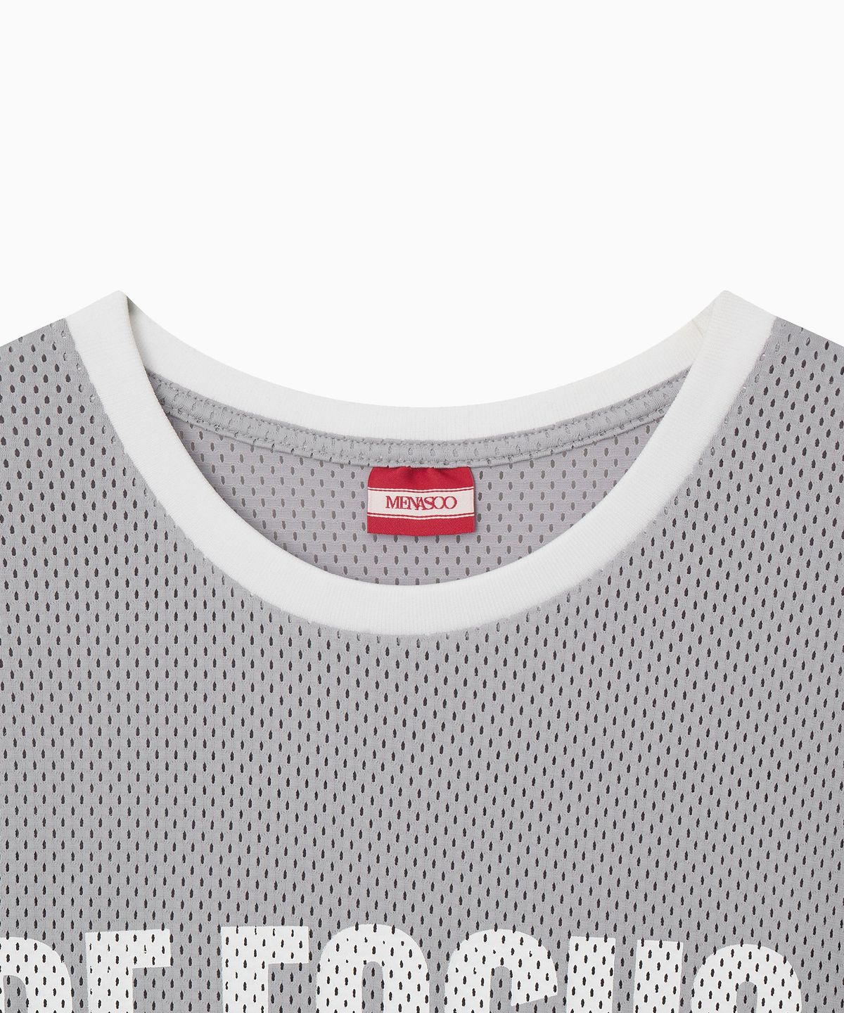 미나수(MENASOO) Refocus Mesh Round Neck T Shirt_Gray