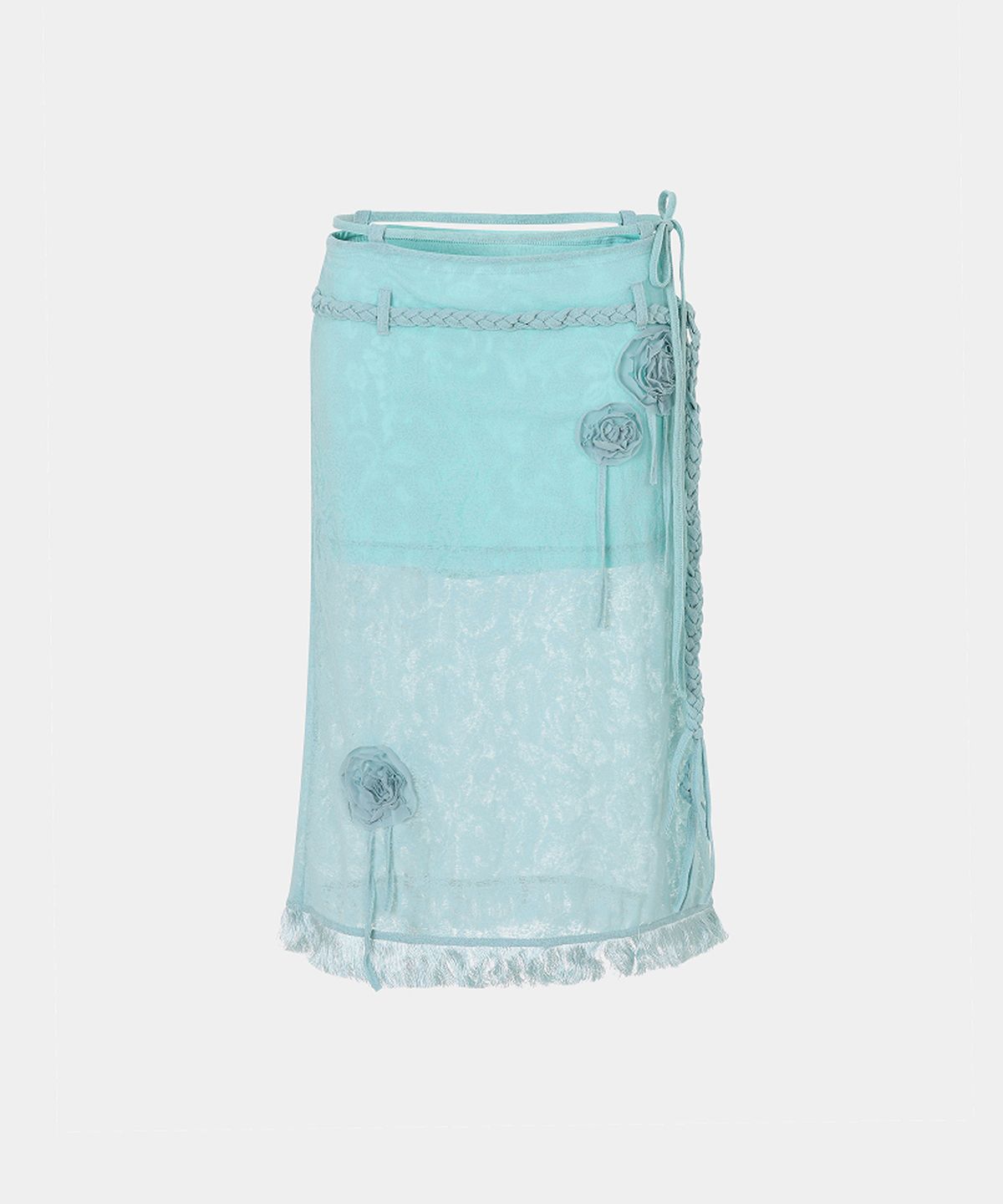 루펀(LOOFUN) Corsage Fringe Skirt / 코사지 프린지 스커트 [Mint]