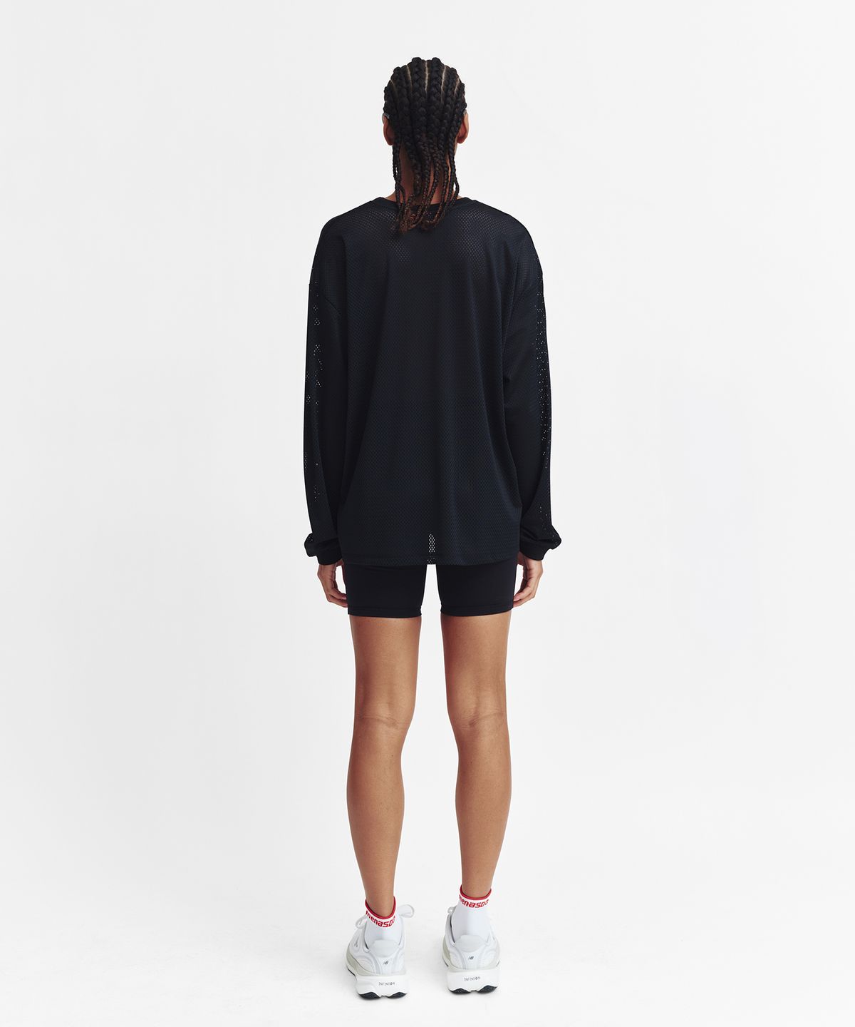 미나수(MENASOO) Refocus Mesh Round Neck T Shirt_Black
