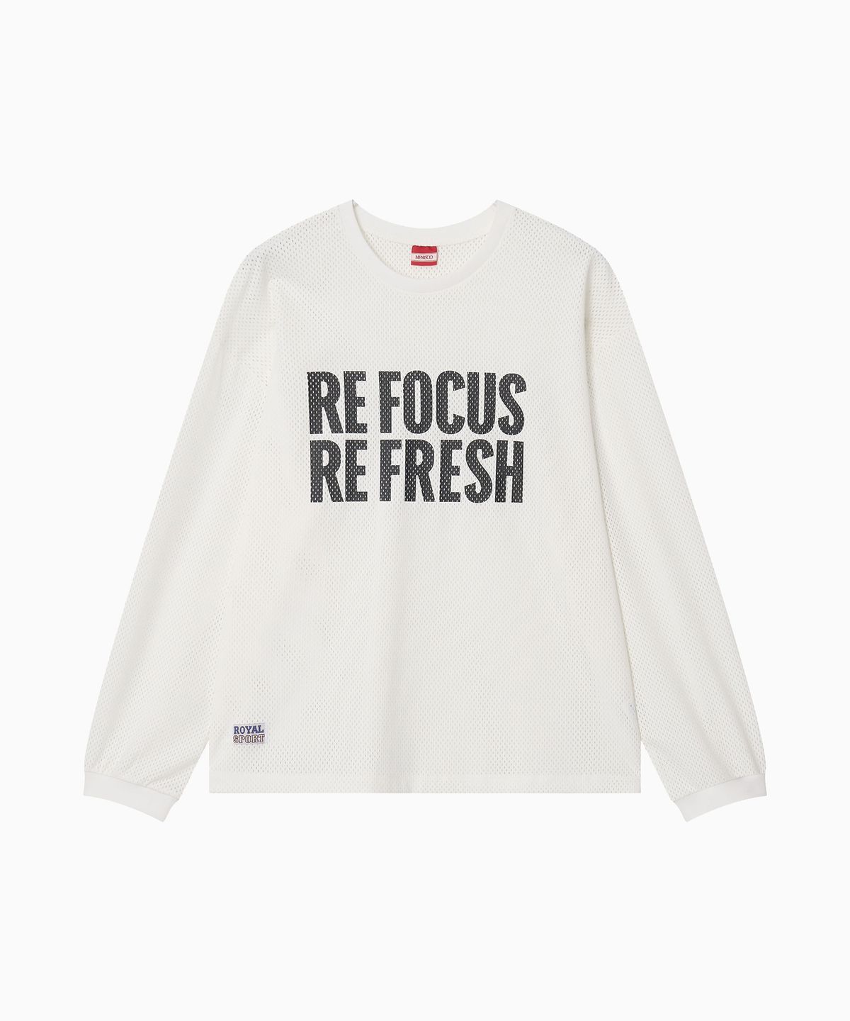 미나수(MENASOO) Refocus Mesh Round Neck T Shirt_White