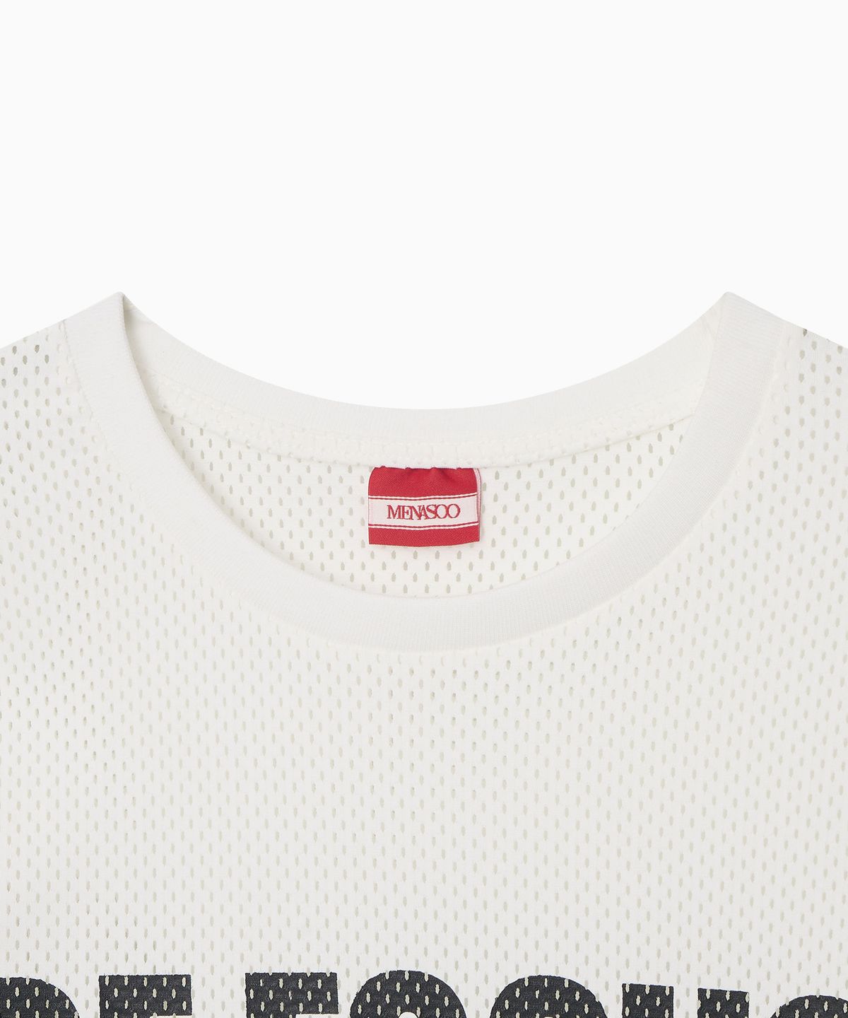미나수(MENASOO) Refocus Mesh Round Neck T Shirt_White